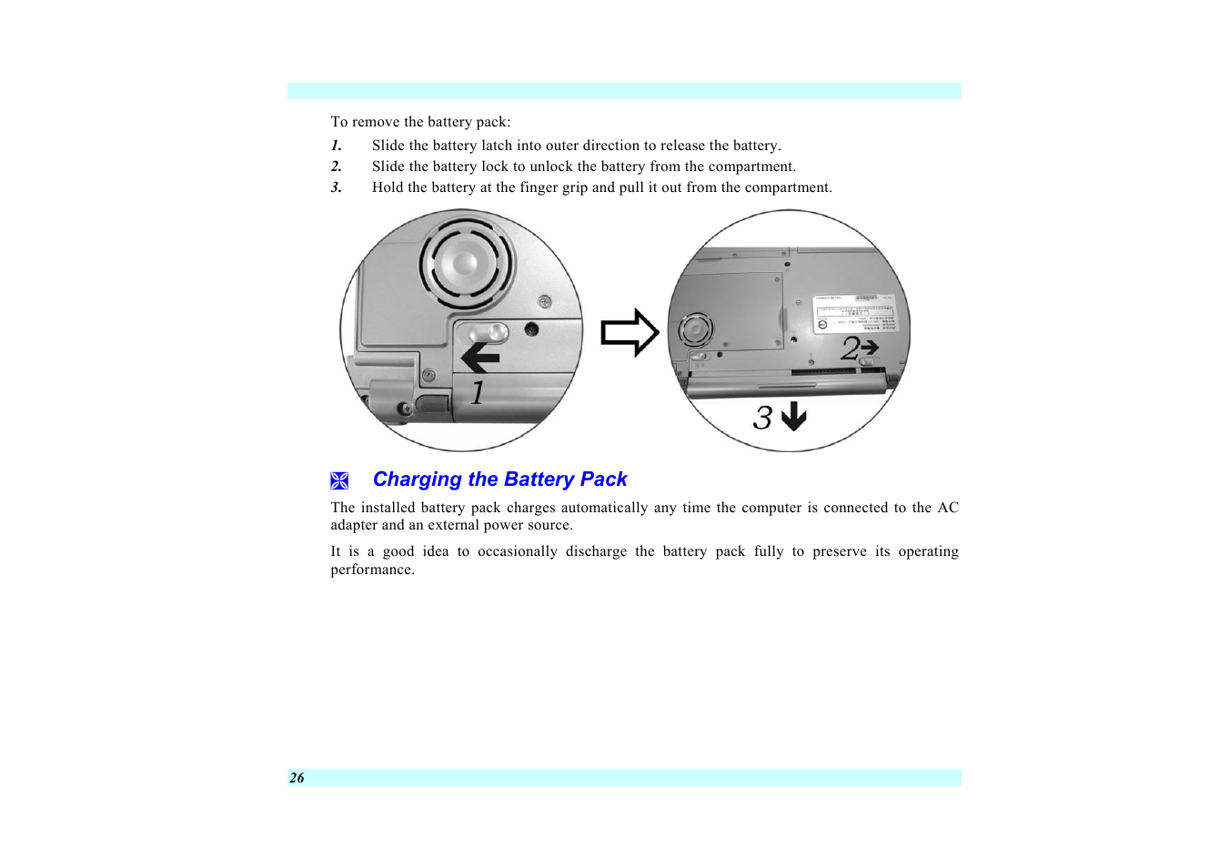 Charging the battery pack | Elitegroup G220 User Manual User Manual | Page 34 / 107
