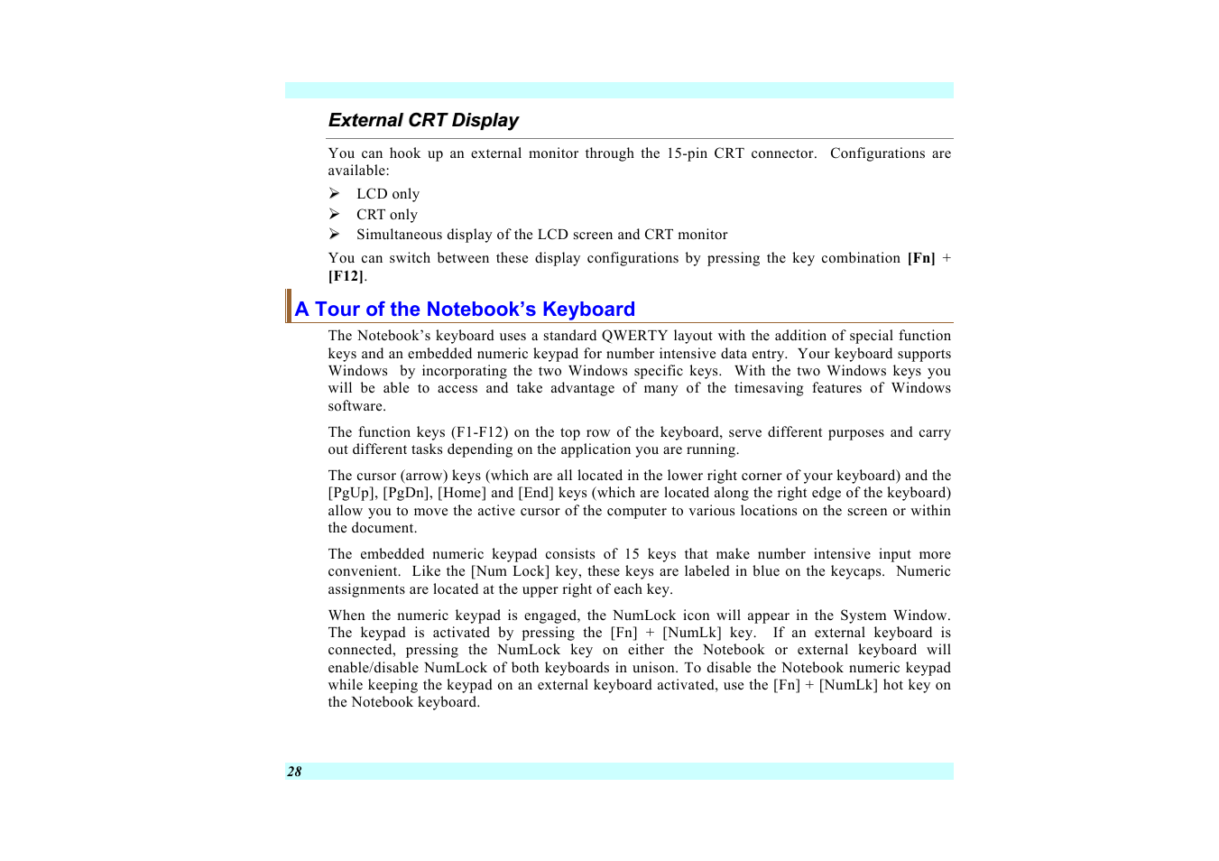 External crt display, A tour of the notebook’s keyboard | Elitegroup G220 User Manual User Manual | Page 36 / 107