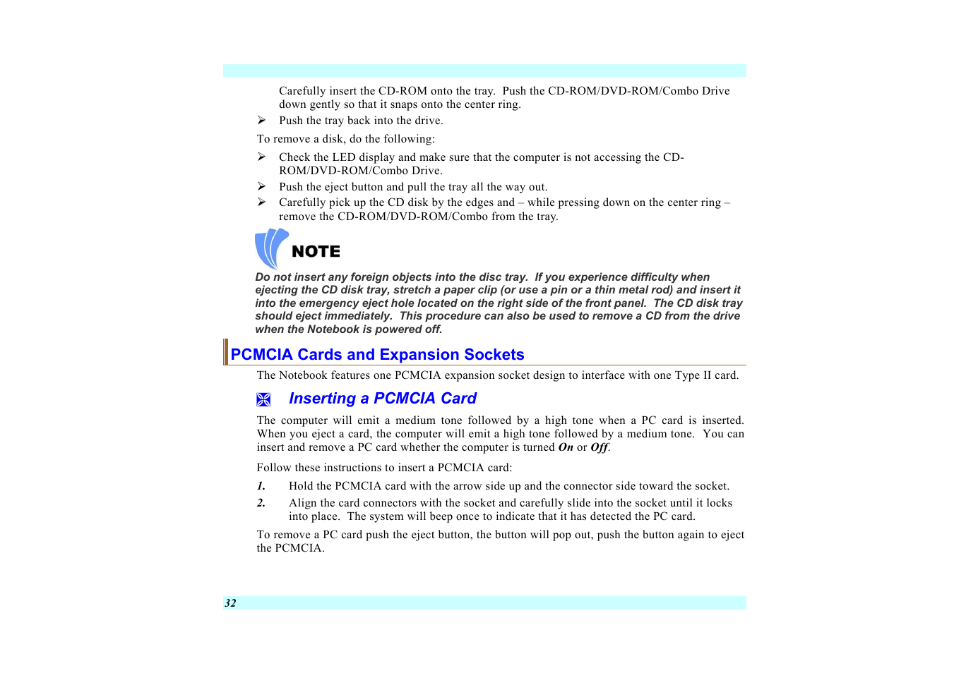 Pcmcia cards and expansion sockets, Inserting a pcmcia card | Elitegroup G220 User Manual User Manual | Page 40 / 107