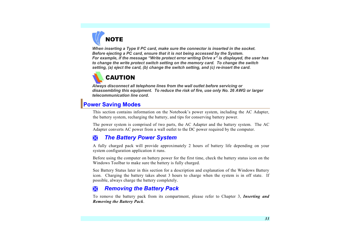 Power saving modes, The battery power system, Removing the battery pack | Elitegroup G220 User Manual User Manual | Page 41 / 107
