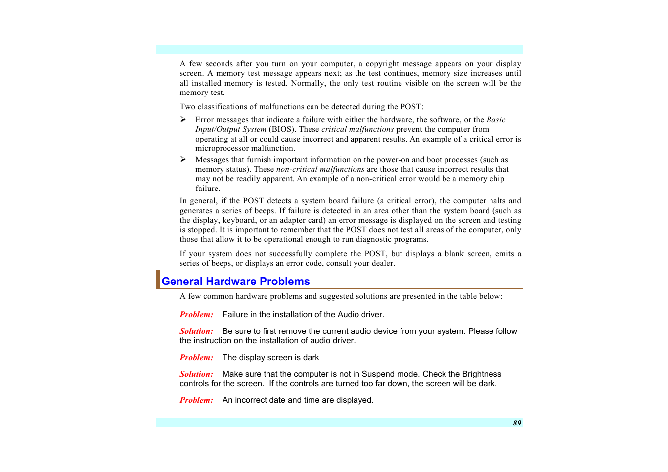 General hardware problems | Elitegroup G220 User Manual User Manual | Page 97 / 107