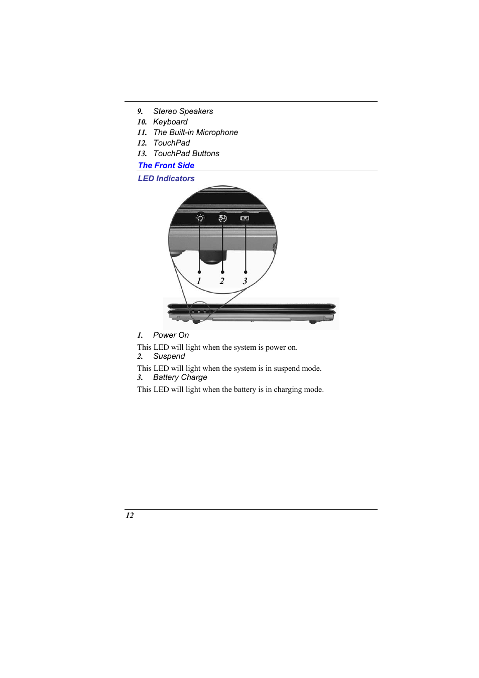 The front side, Led indicators | Elitegroup 600 User Manual | Page 20 / 89