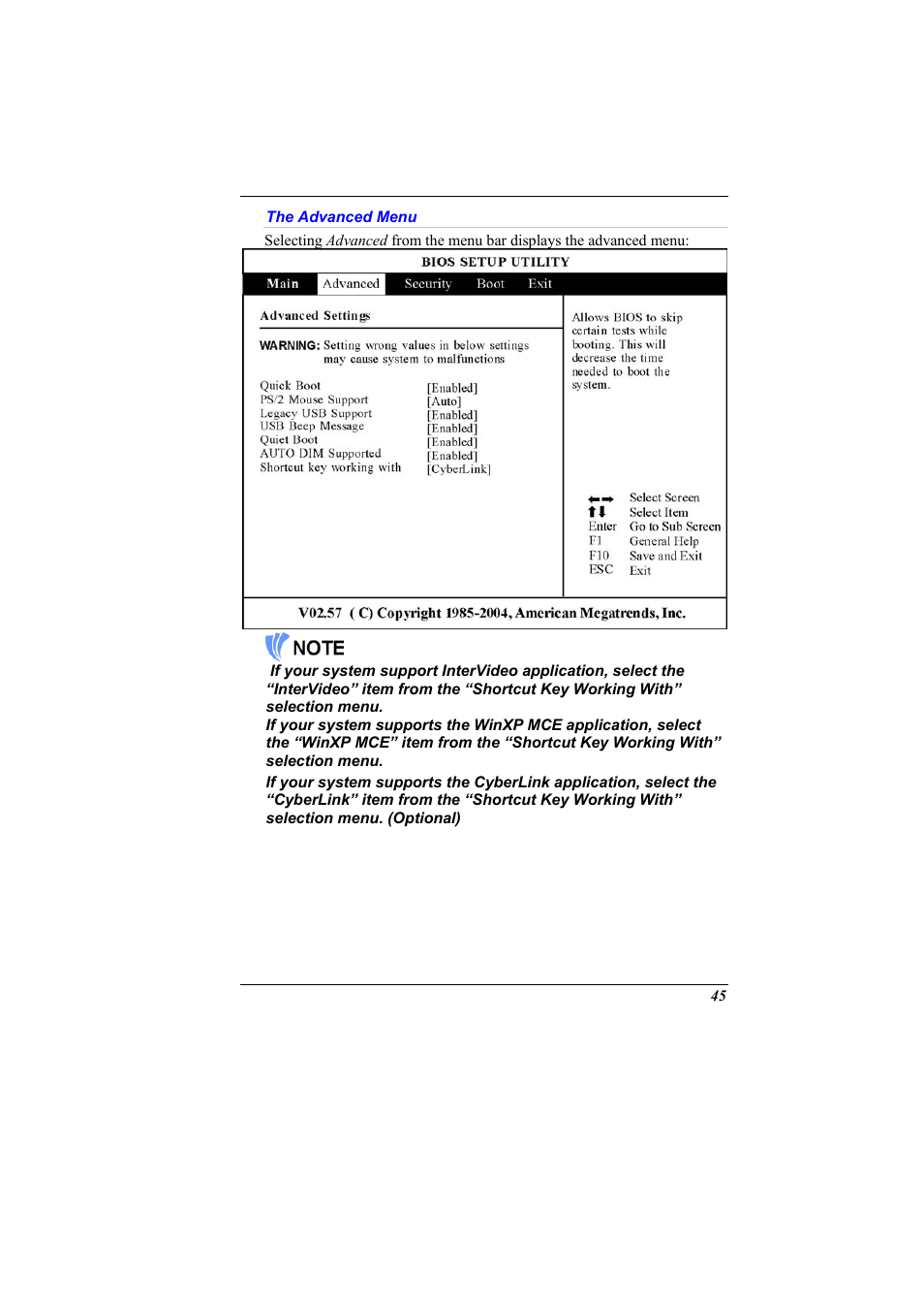 The advanced menu | Elitegroup 600 User Manual | Page 53 / 89