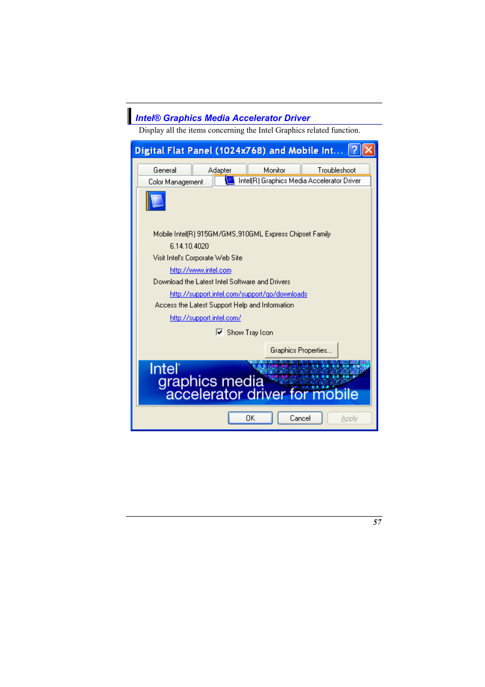 Intelr graphics media accelerator driver | Elitegroup 600 User Manual | Page 65 / 89