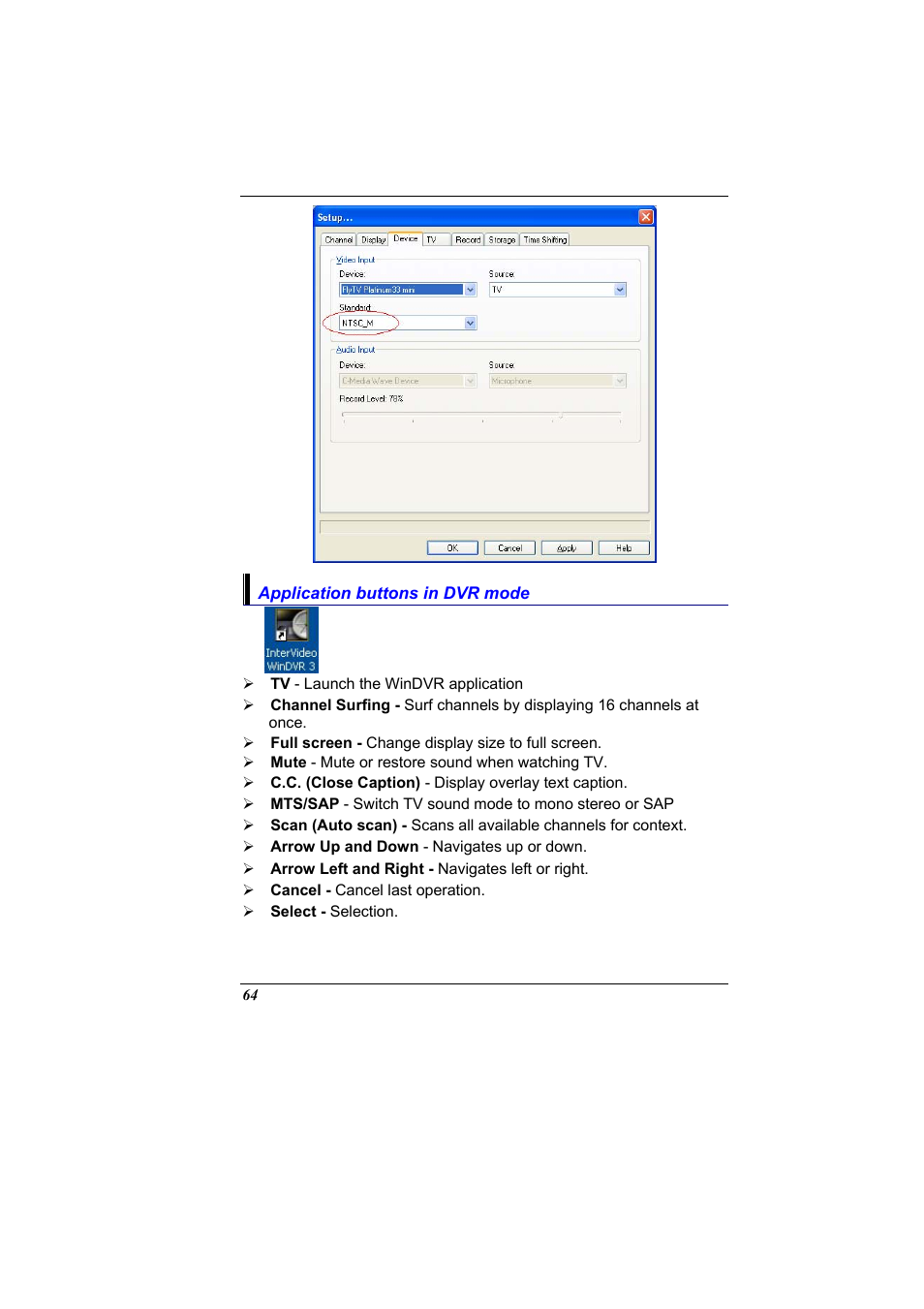 Application buttons in dvr mode | Elitegroup 600 User Manual | Page 72 / 89