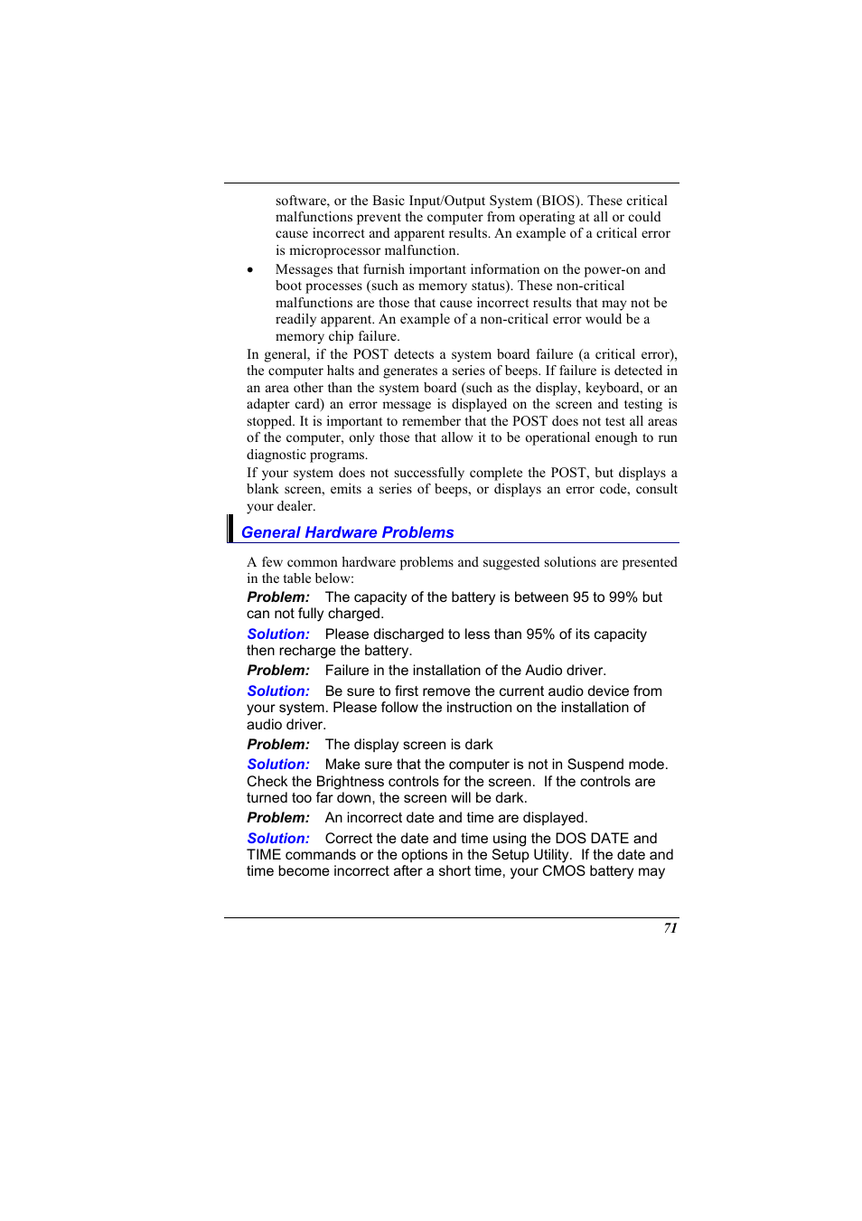 General hardware problems | Elitegroup 600 User Manual | Page 79 / 89