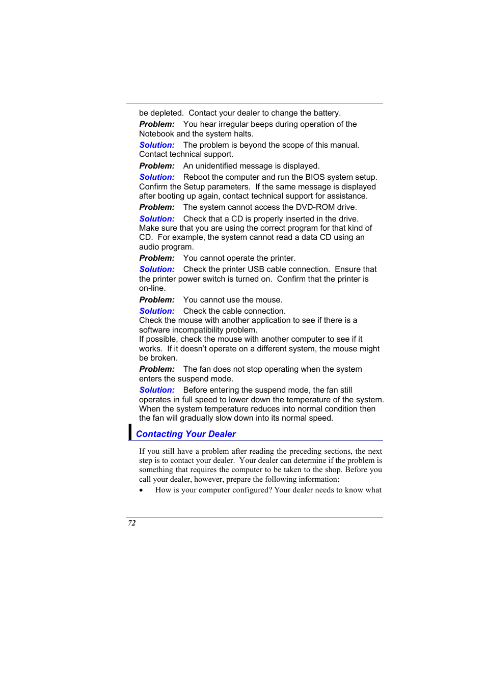 Contacting your dealer | Elitegroup 600 User Manual | Page 80 / 89