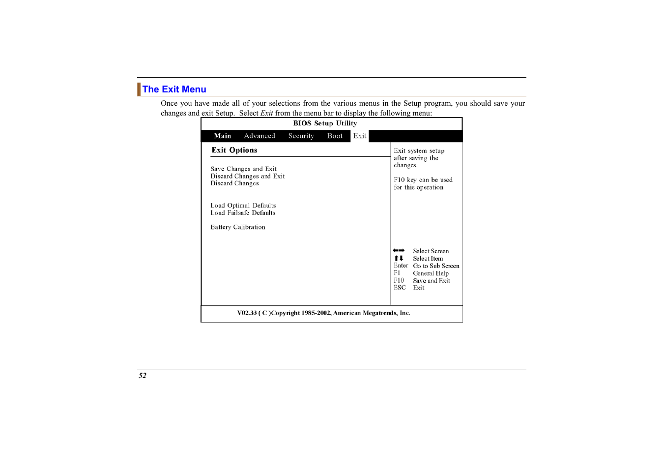 The exit menu | Elitegroup 558 User Manual | Page 60 / 83