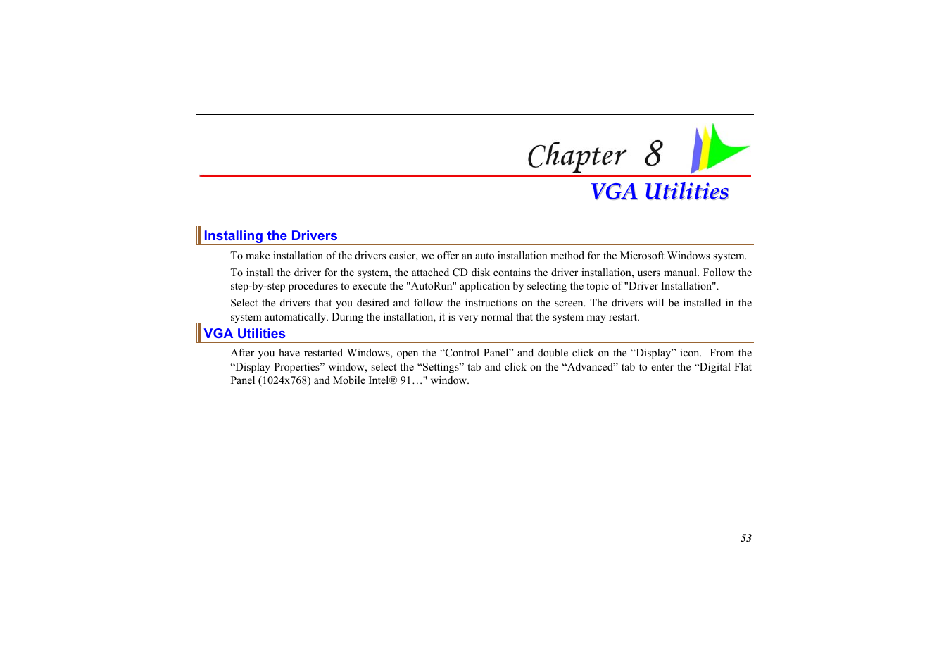 Installing the drivers, Vga utilities | Elitegroup 558 User Manual | Page 61 / 83