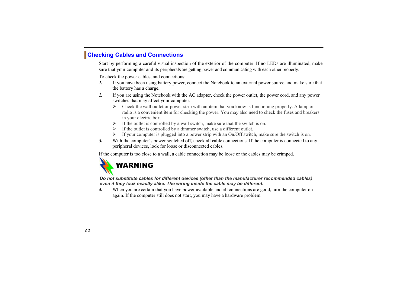 Checking cables and connections | Elitegroup 558 User Manual | Page 70 / 83