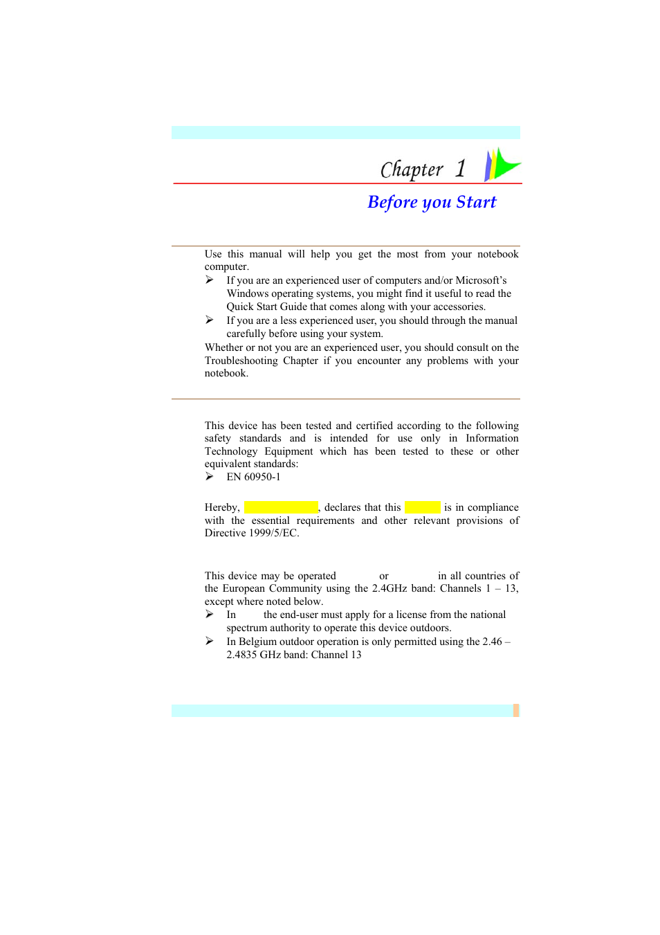 Before you start | Elitegroup 223 User Manual | Page 9 / 83