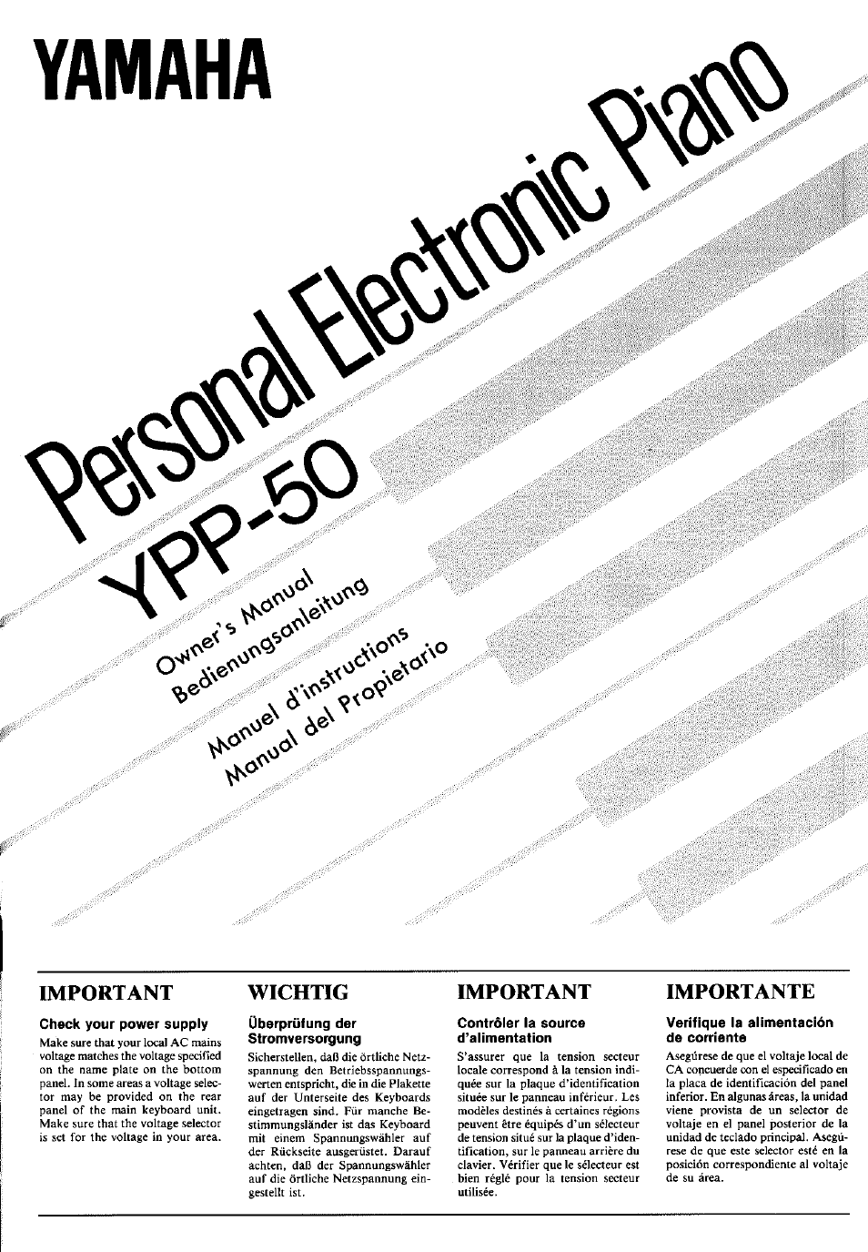 Yamaha YPP-50 User Manual | 20 pages