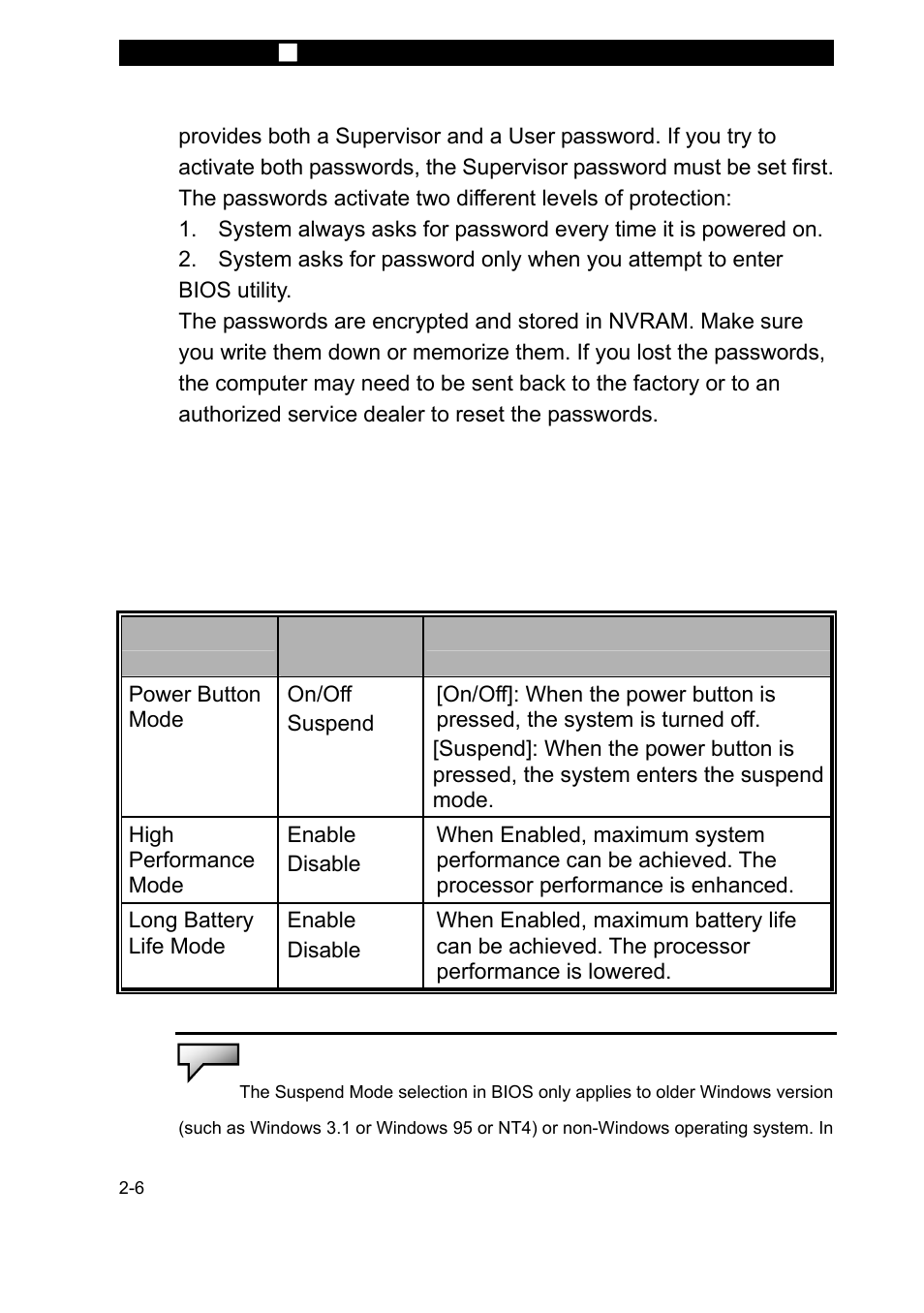 Power setup | Elitegroup 259EN User Manual | Page 38 / 97