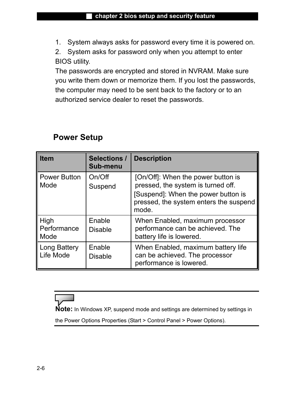 Power setup | Elitegroup X20II User Manual | Page 43 / 106