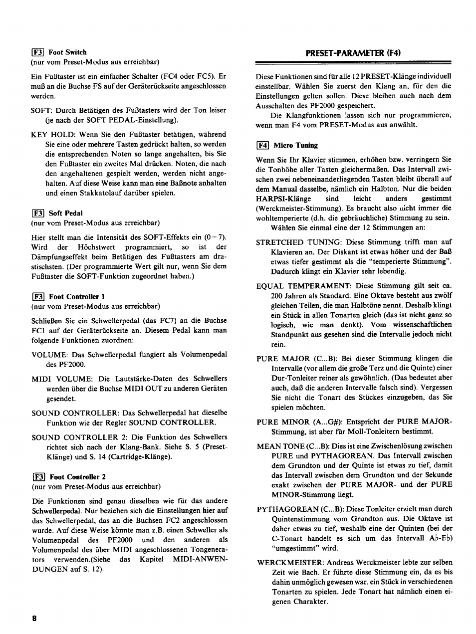 Preset-parameter (f4) | Yamaha PF2000 User Manual | Page 10 / 23