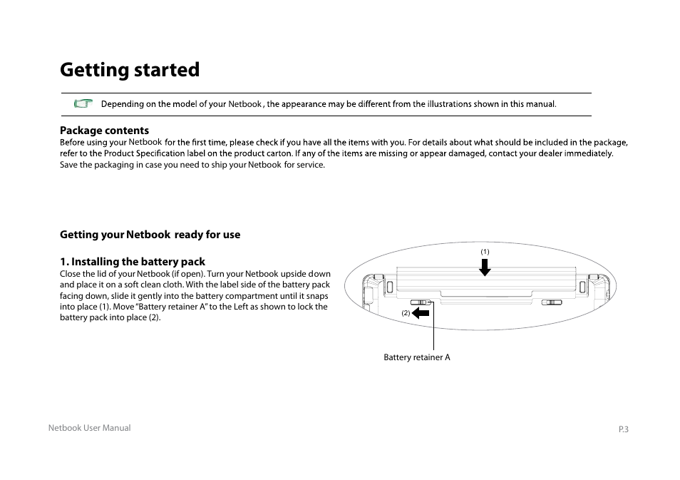 Y book series manual_e_5, Getting started | Elitegroup Y10PT0 / Y11PT0 User Manual | Page 5 / 37