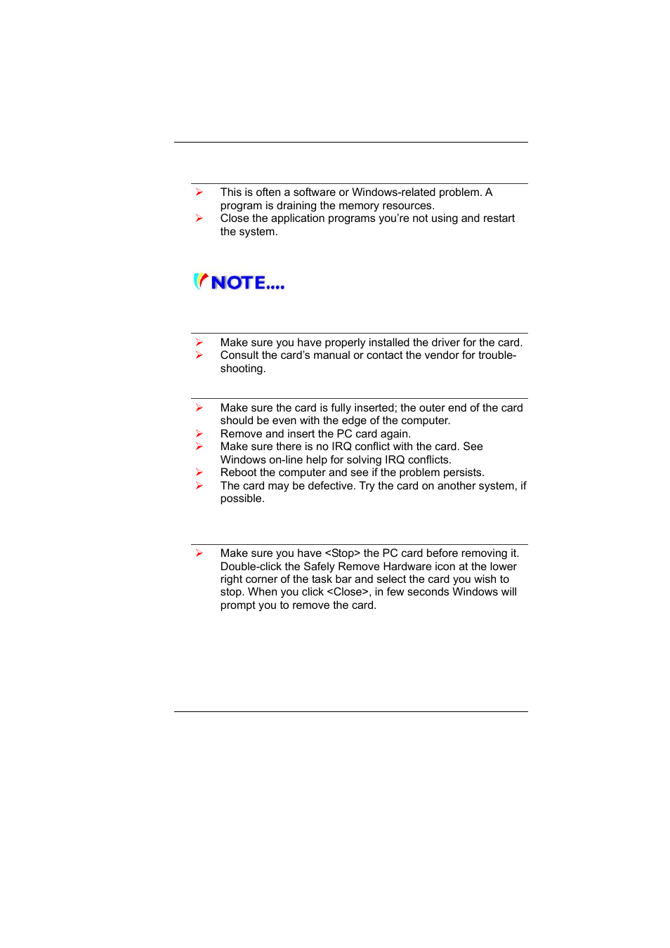 Pc card problems | Elitegroup G10IL1 User Manual | Page 71 / 76