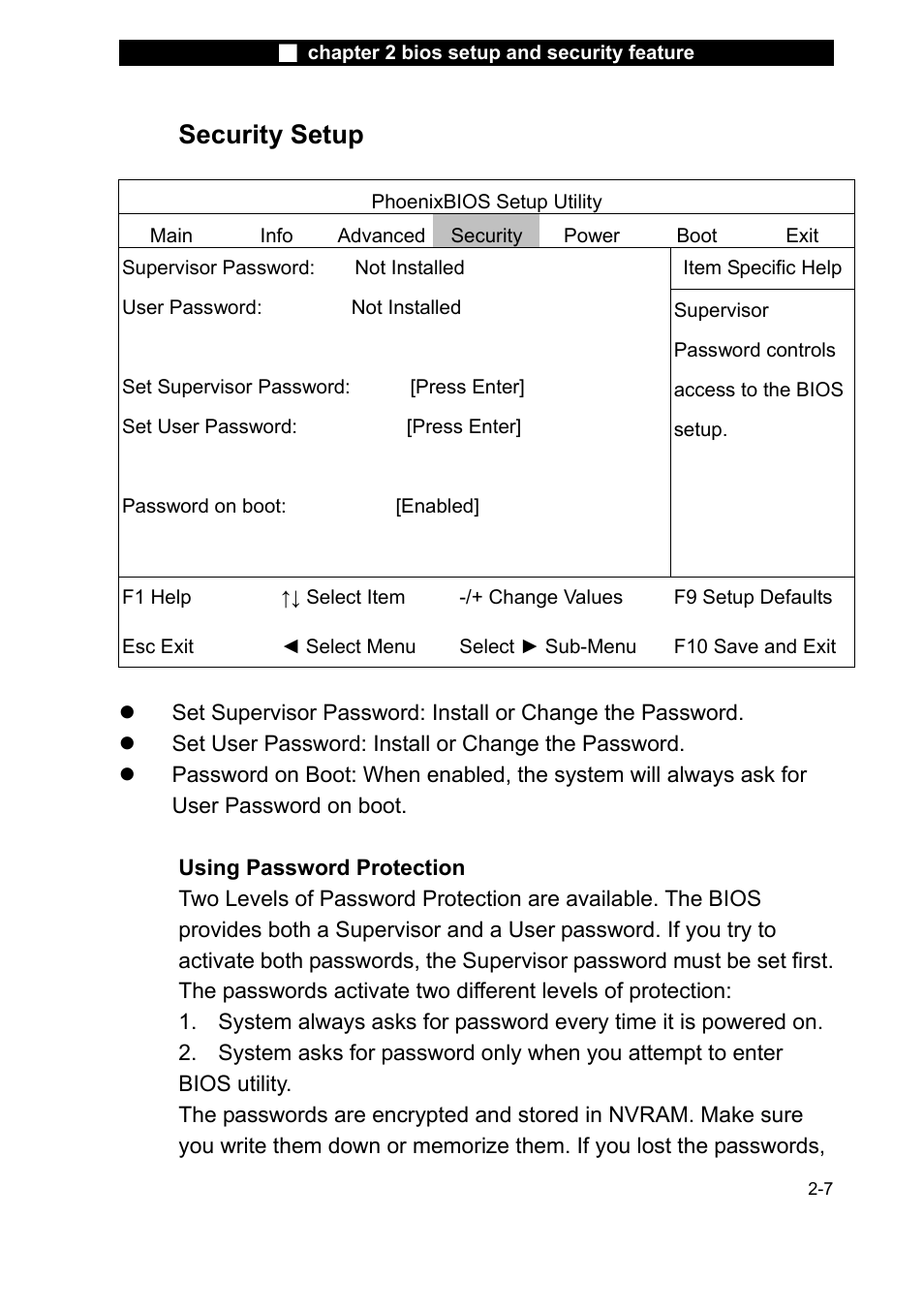 Security setup | Elitegroup L51RI v.2 User Manual | Page 7 / 11