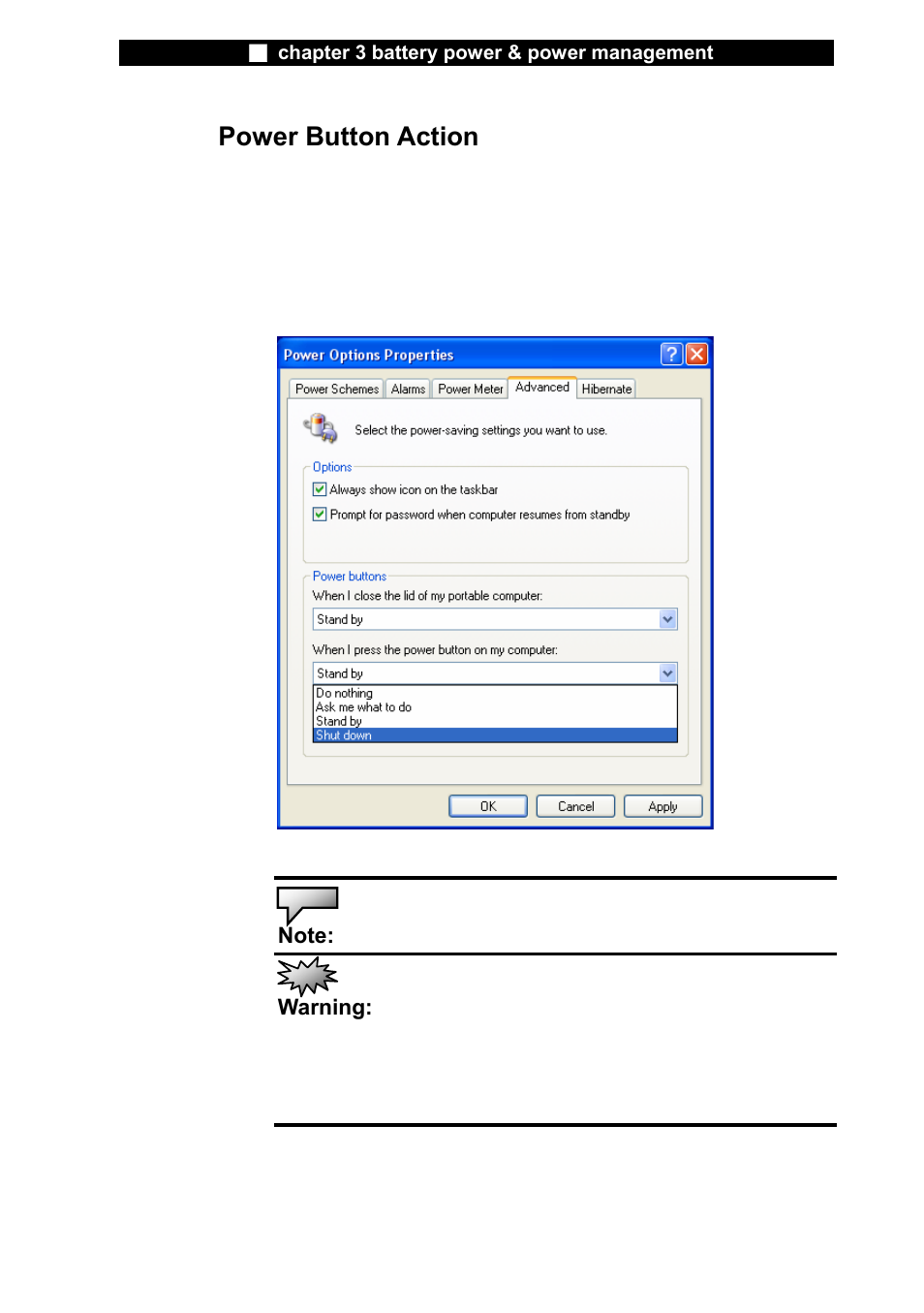 Power button action | Elitegroup L51RI v.3 User Manual | Page 11 / 13