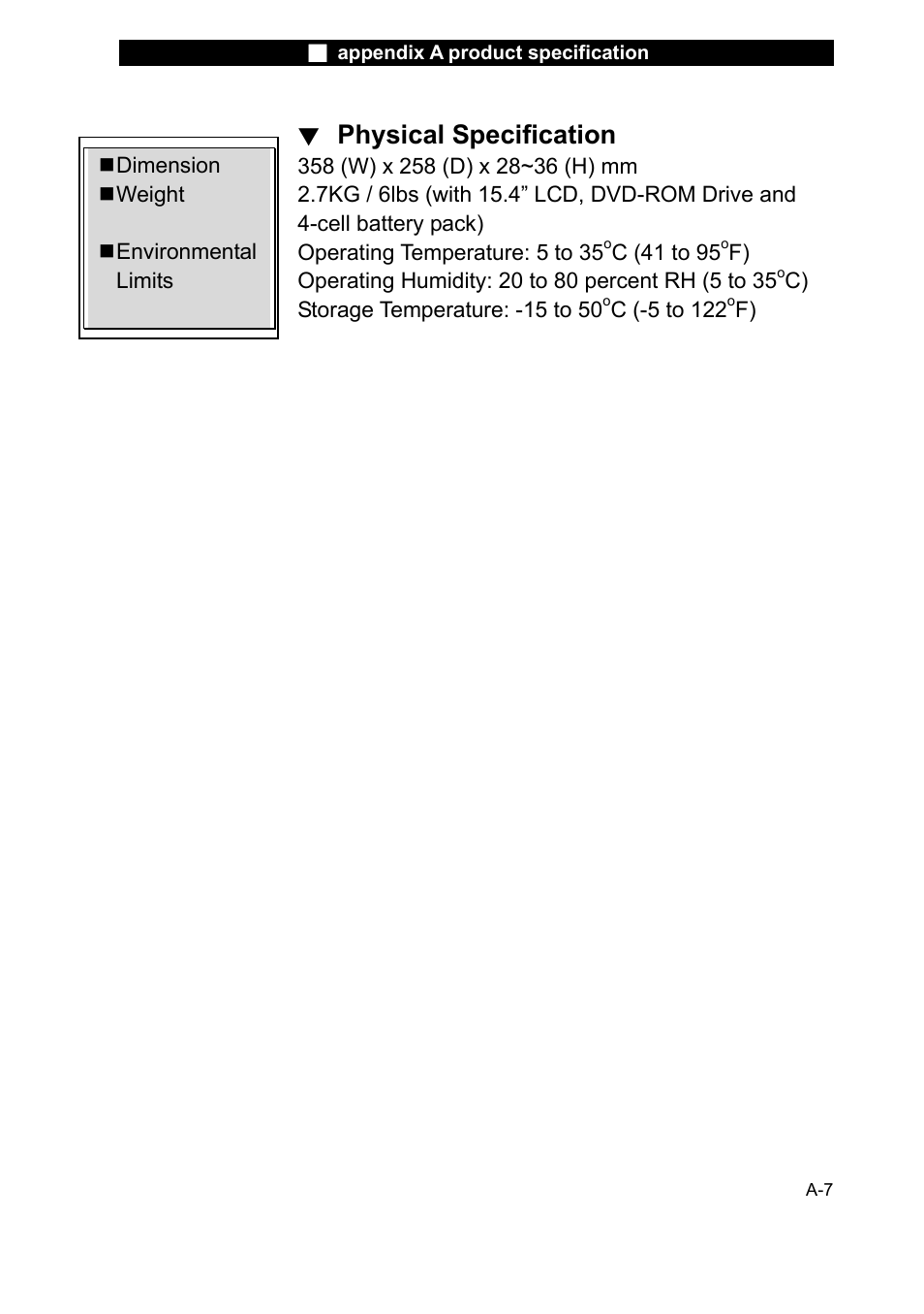 Physical specification | Elitegroup L51RI v.6 User Manual | Page 7 / 7