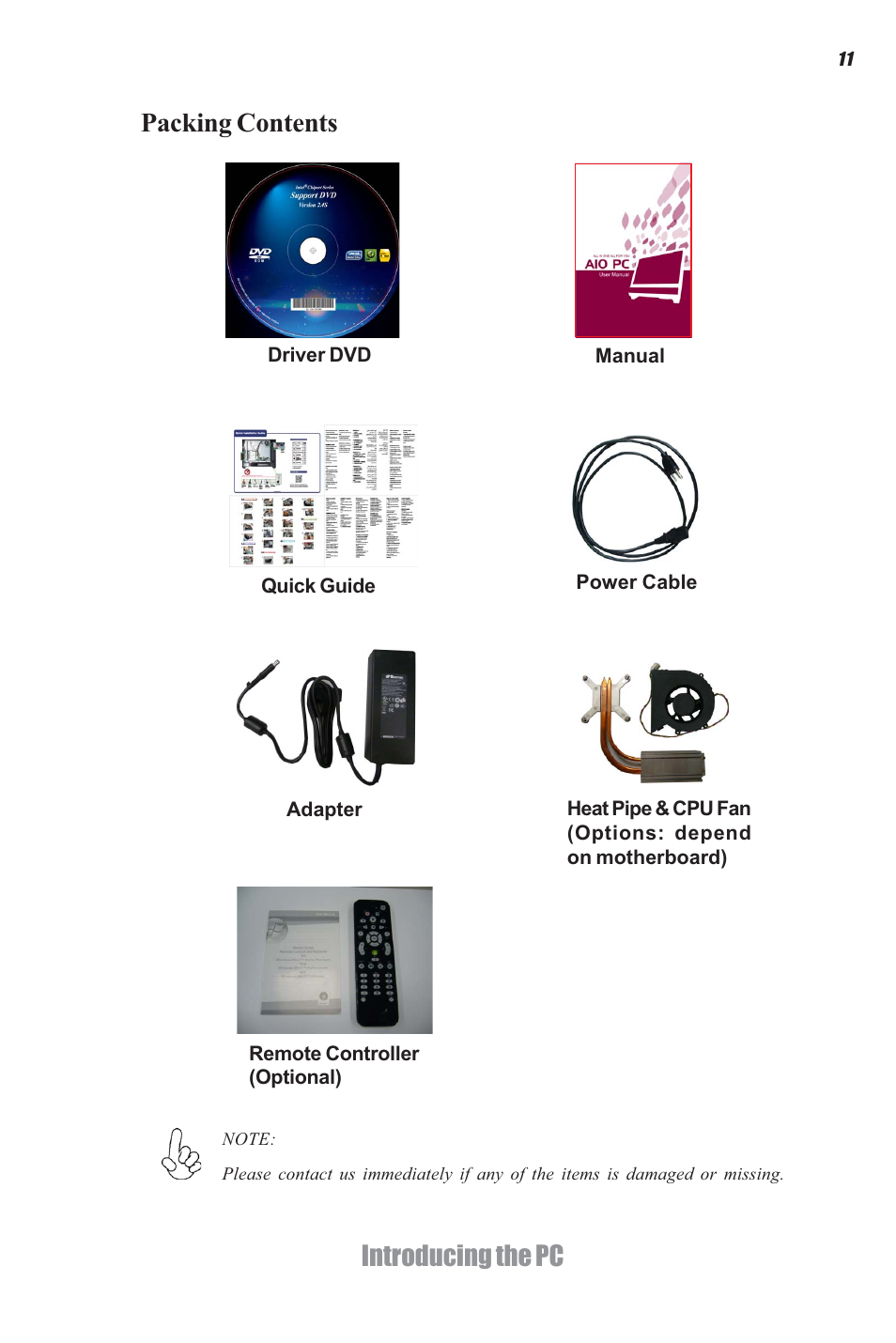 Introducing the pc packing contents | Elitegroup G11 ID2 System User Manual | Page 17 / 22