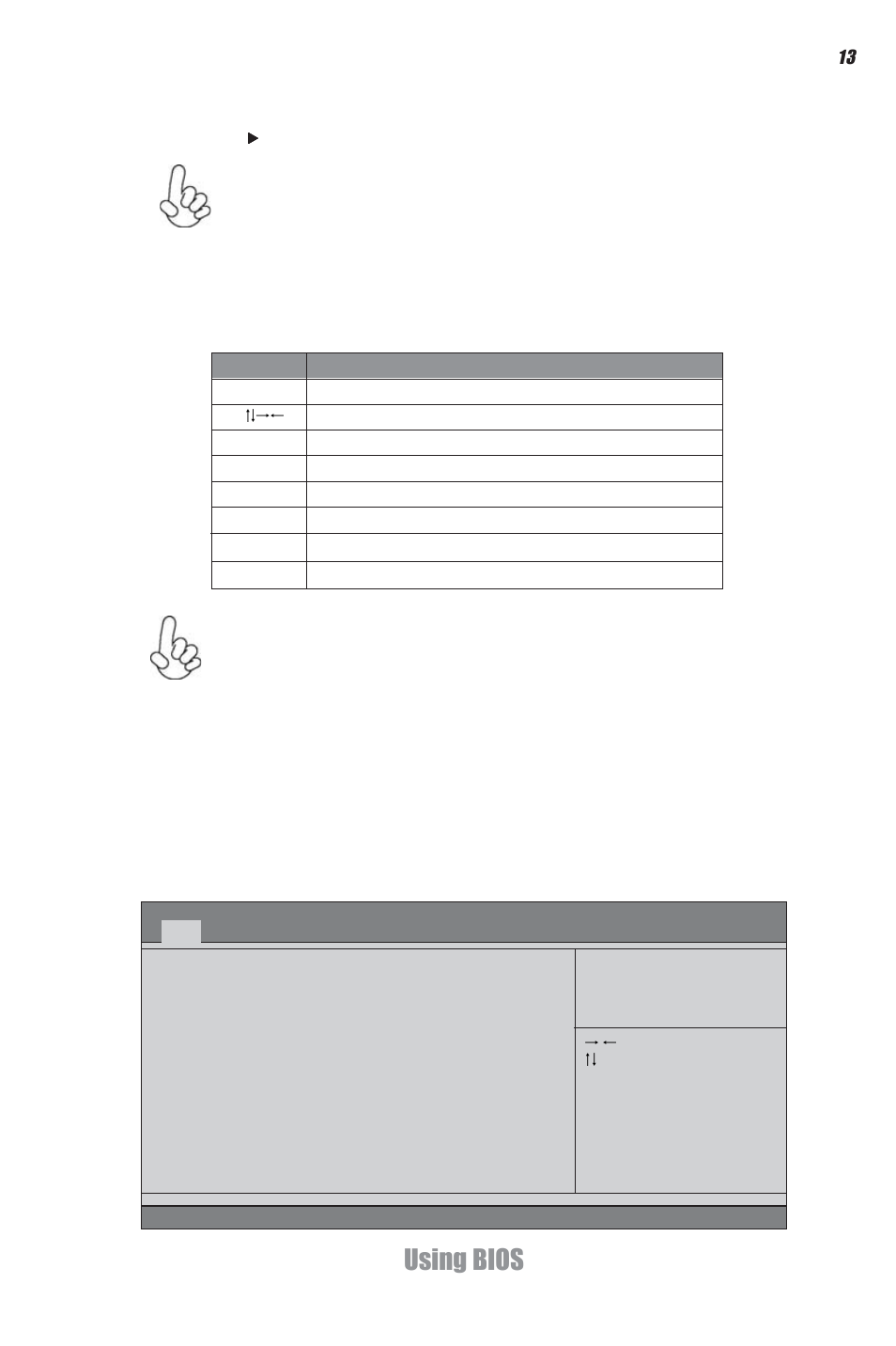 Using bios, Bios navigation keys, Main menu | Elitegroup DS110 (V1.0) User Manual | Page 19 / 44