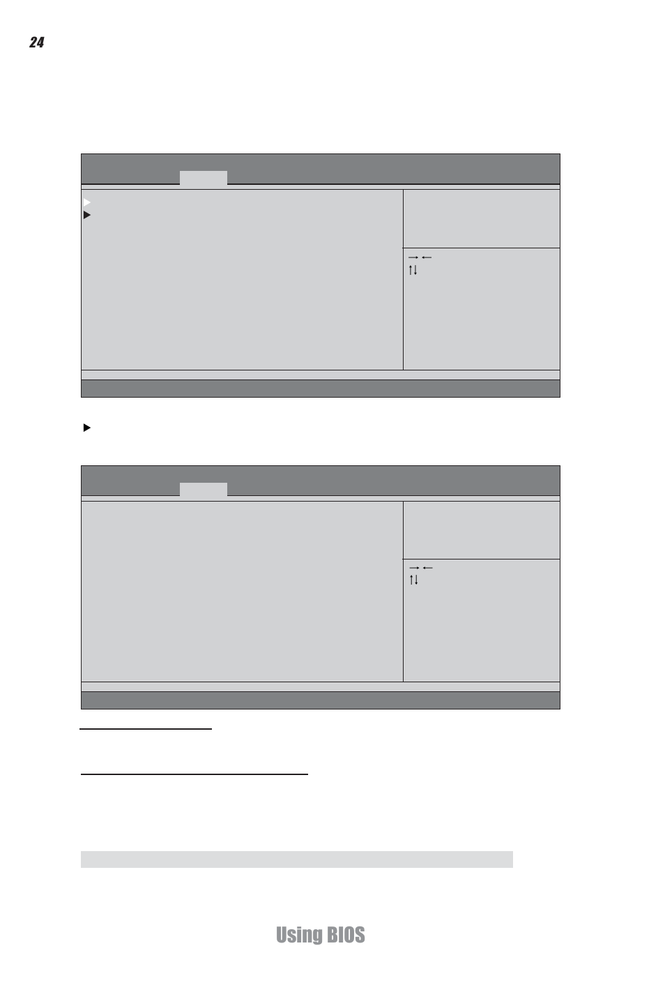 Using bios, Chipset menu, Press <esc> to return to the chipset menu page | Elitegroup DS110 (V1.0) User Manual | Page 30 / 44