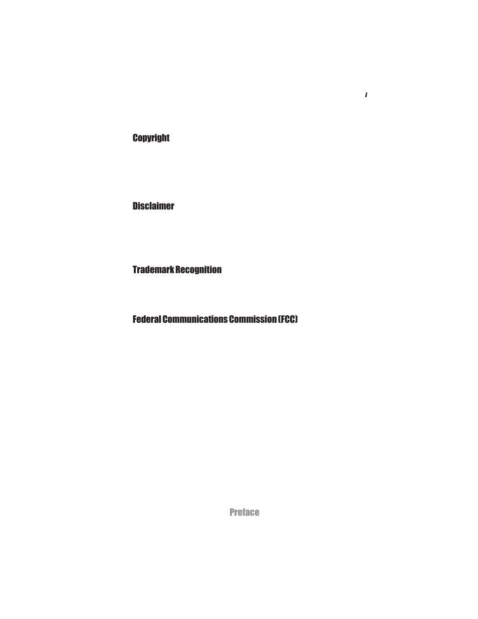 Preface, Copyright, Disclaimer | Federal communications commission (fcc), Trademark recognition | Elitegroup MS110 (V1.0) User Manual | Page 2 / 35
