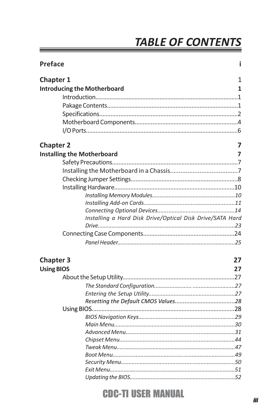 Elitegroup CDC-TI (V1.0A) User Manual | Page 3 / 64