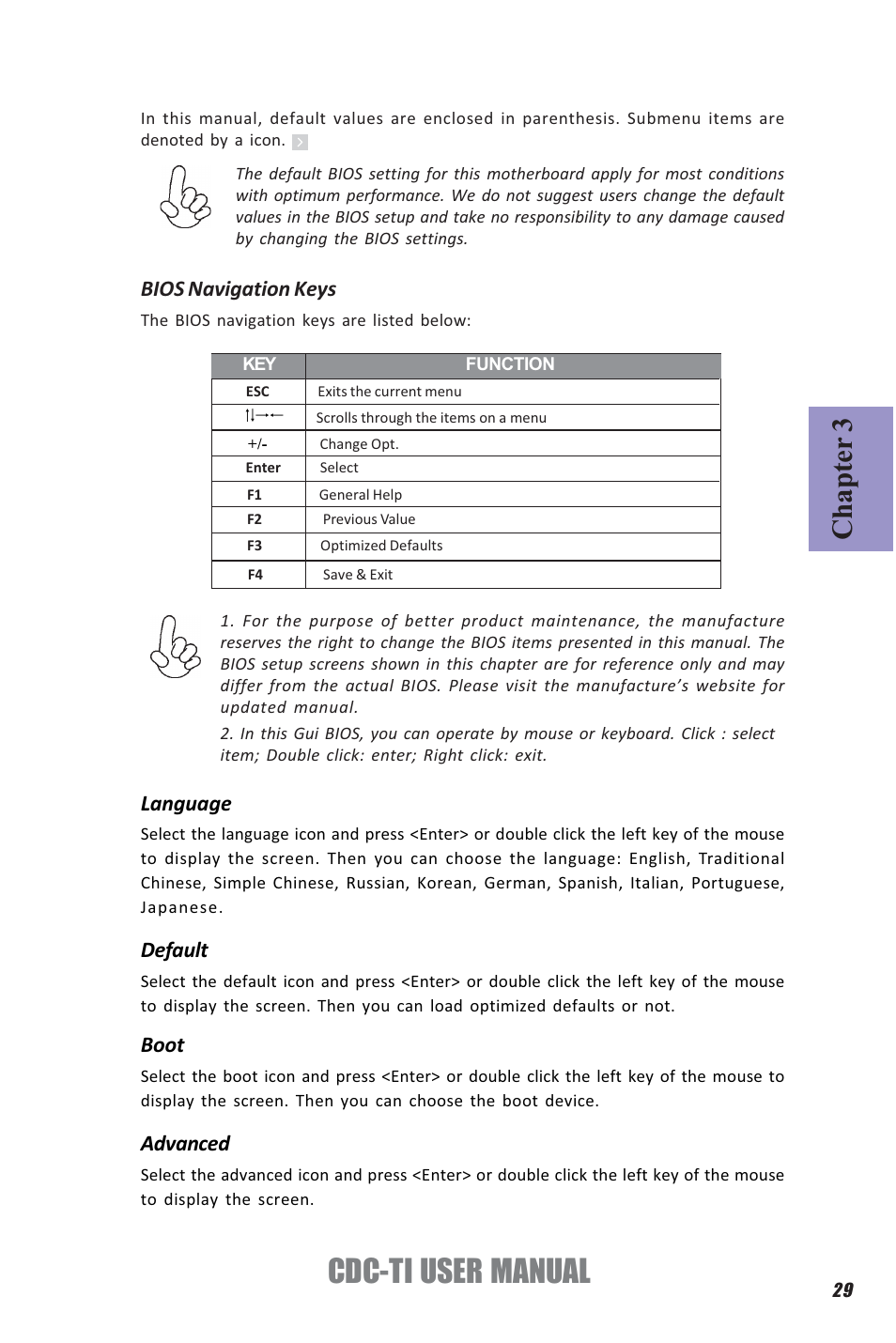 Cdc-ti user manual, Chapter 3 | Elitegroup CDC-TI (V1.0A) User Manual | Page 33 / 64