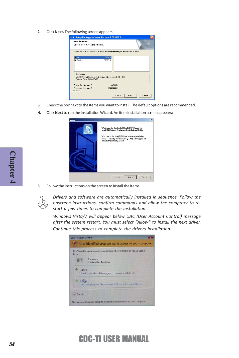 Cdc-ti user manual, Chapter 4 | Elitegroup CDC-TI (V1.0A) User Manual | Page 58 / 64