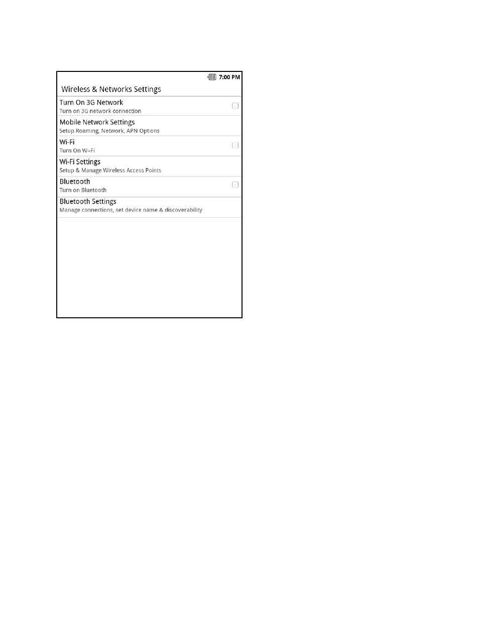 1 wireless & networks settings screen, 2 settings for 3g and mobile networks, 3 wi-fi settings | Wireless & networks settings screen, Settings for 3g and mobile networks, Wi-fi settings | Elitegroup EB-800C User Manual | Page 100 / 115