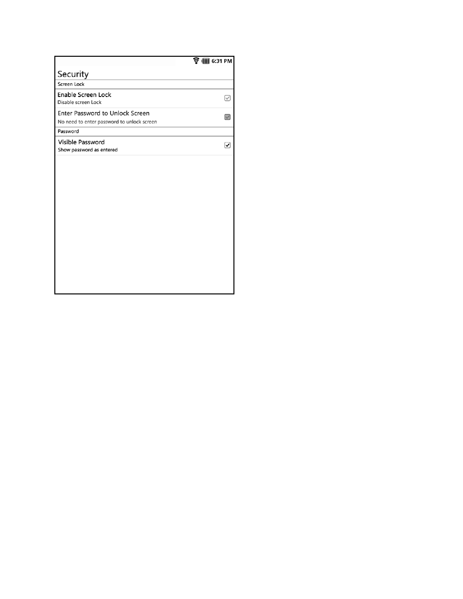 1 screen lock, 2 enter password to unlock screen, 3 visible password | 8 sd card, Screen lock, Enter password to unlock screen, Visible password, Sd card | Elitegroup EB-800C User Manual | Page 111 / 115