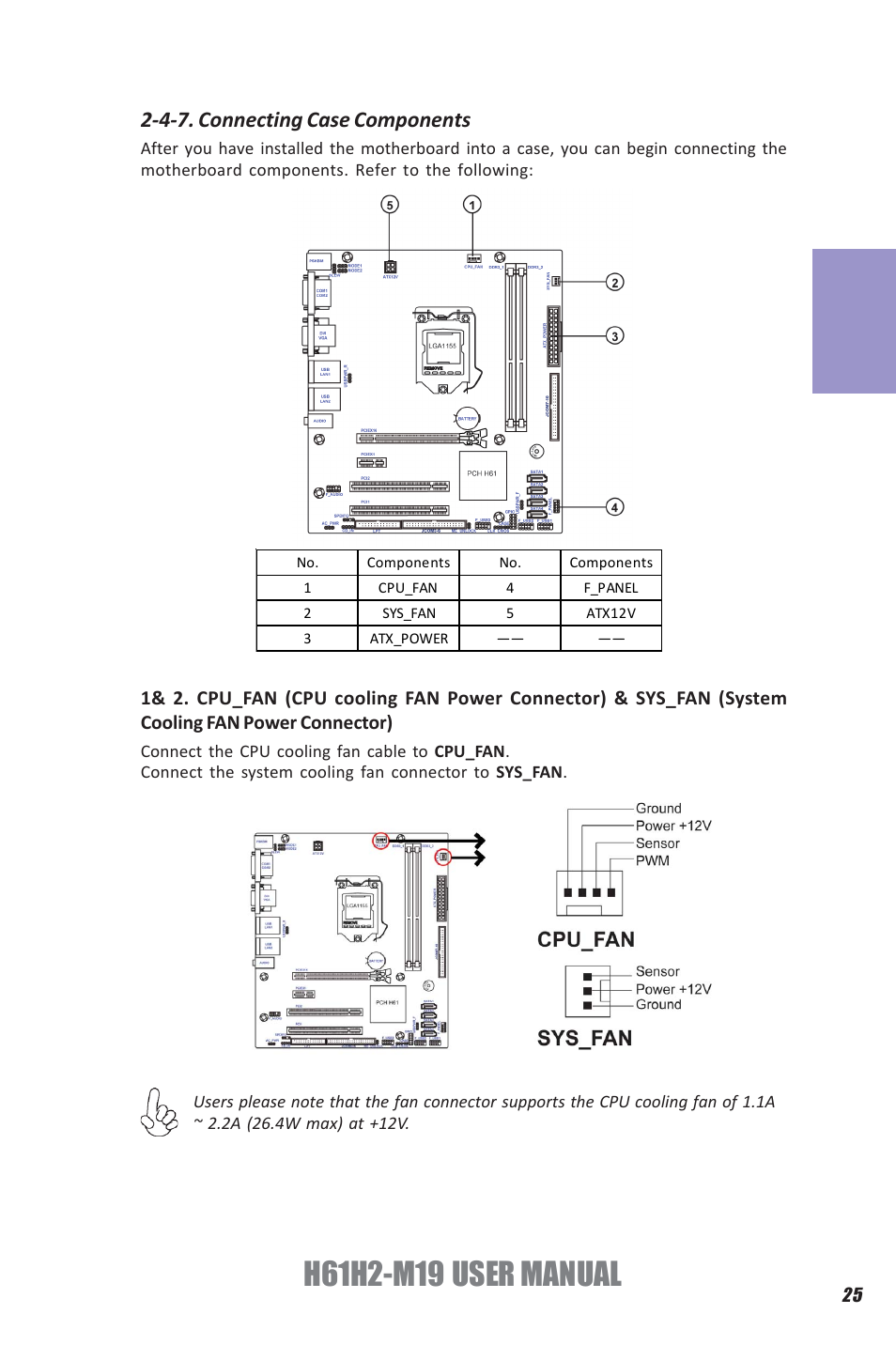 Chapter 2, 4-7. connecting case components | Elitegroup H61H2-M19 (V1.0) User Manual | Page 29 / 88