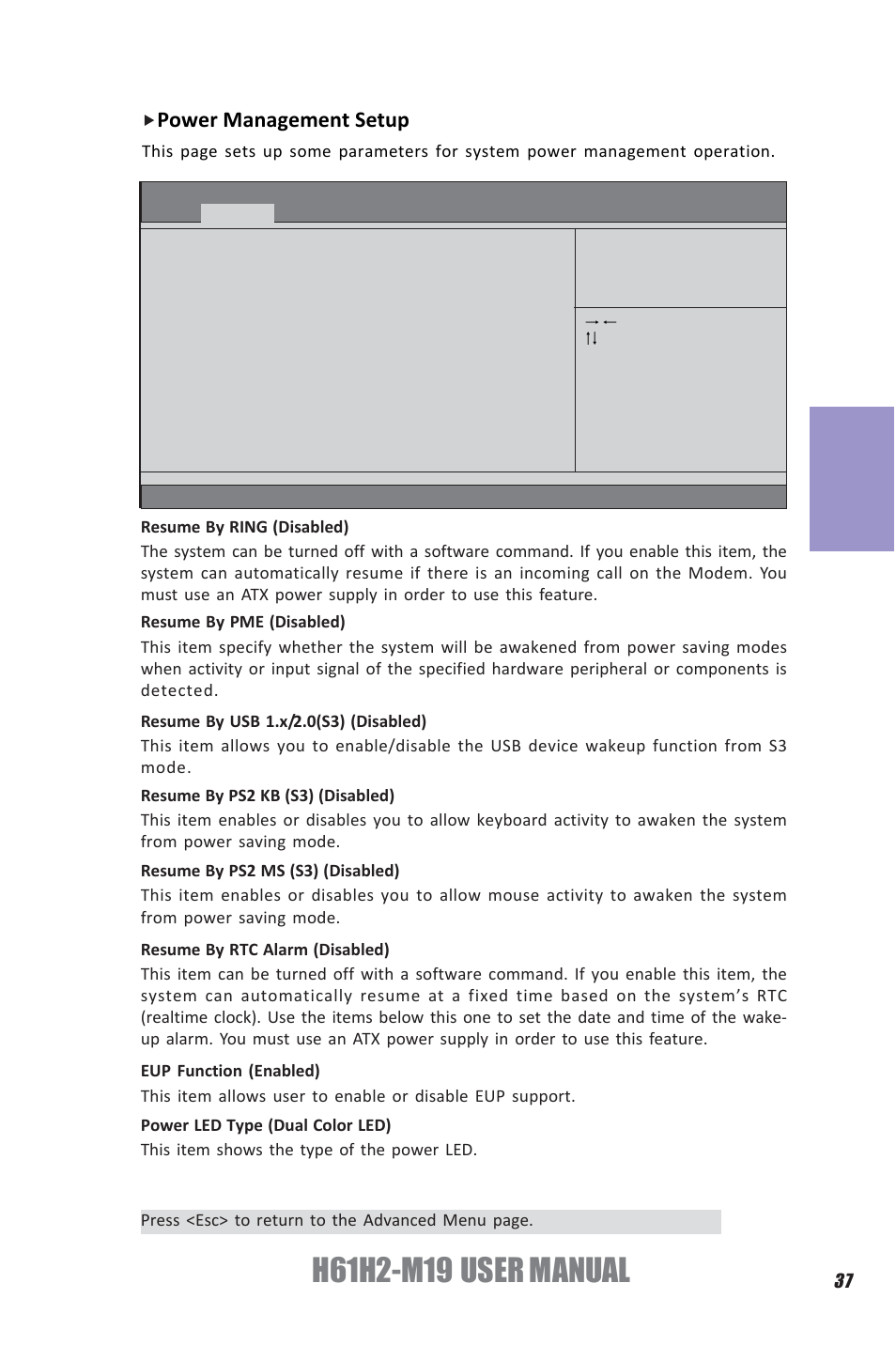 Chapter 3, Power management setup | Elitegroup H61H2-M19 (V1.0) User Manual | Page 41 / 88