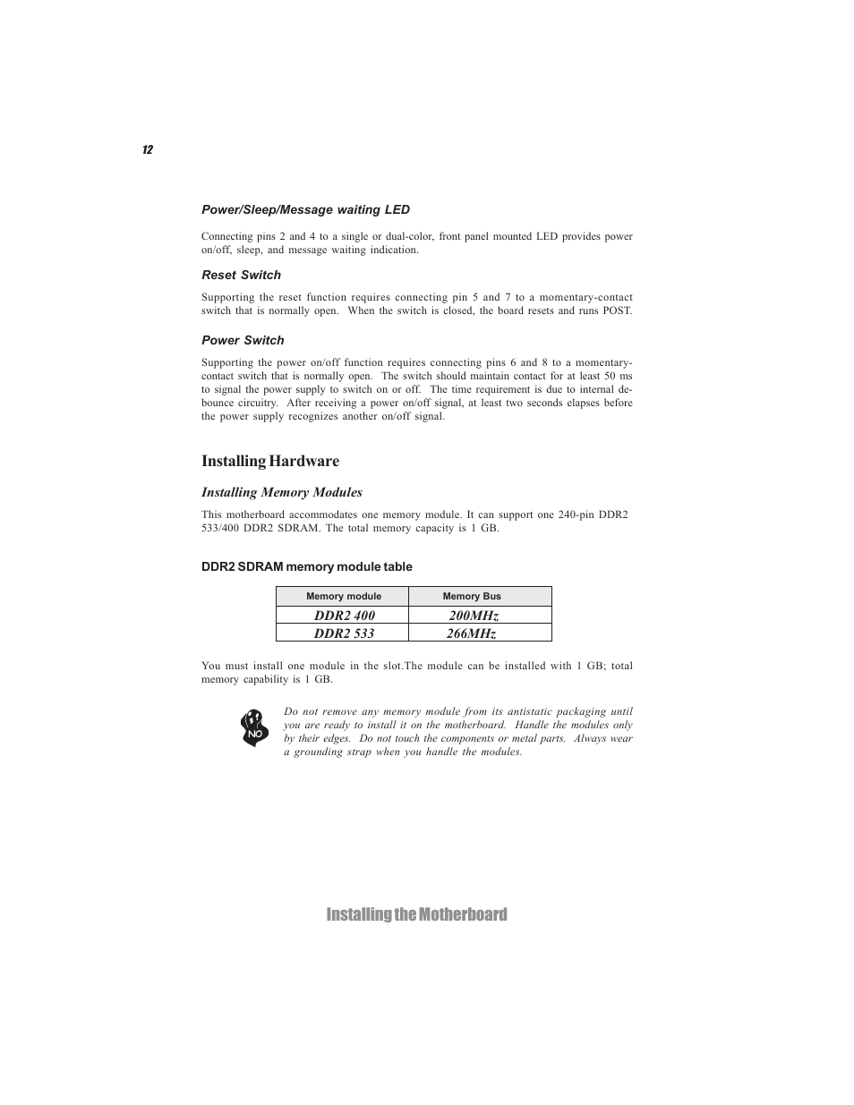 Installing the motherboard installing hardware | Elitegroup C7VCM2 (V1.0) User Manual | Page 18 / 56