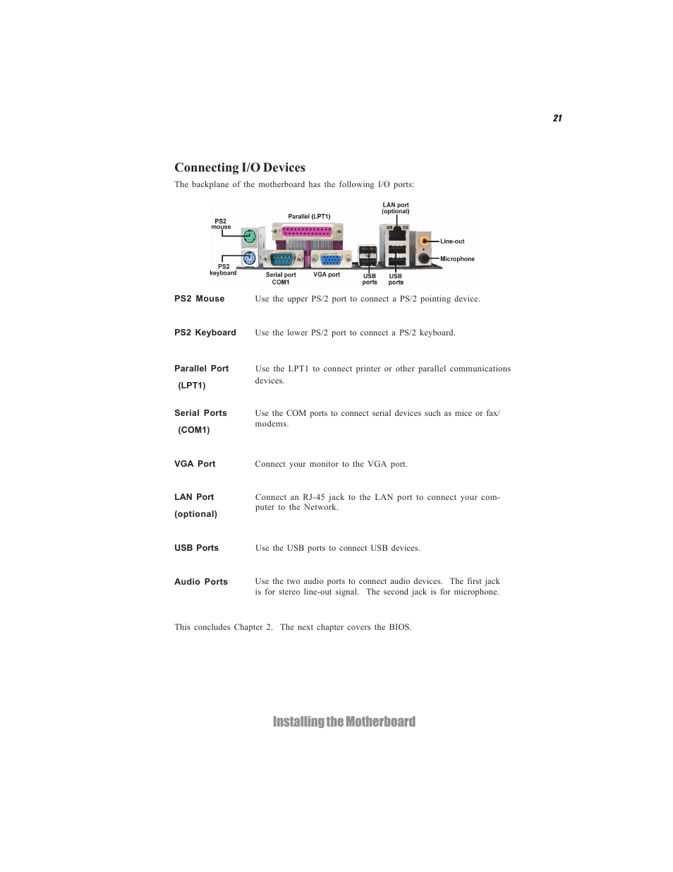 Installing the motherboard connecting i/o devices | Elitegroup C7VCM2 (V1.0) User Manual | Page 27 / 56