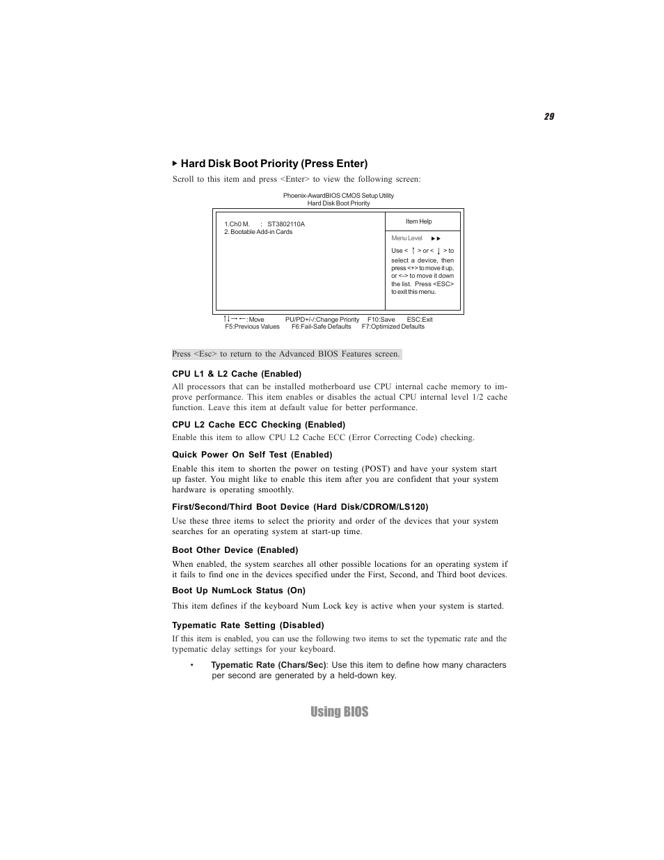 Using bios, Hard disk boot priority (press enter) | Elitegroup C7VCM2 (V1.0) User Manual | Page 35 / 56