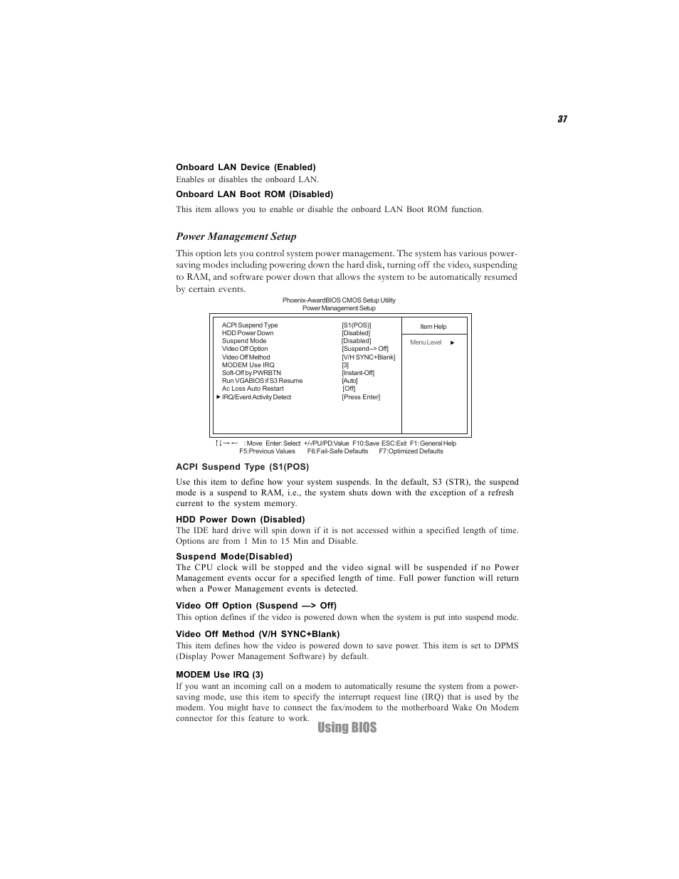 Using bios, Power management setup | Elitegroup C7VCM2 (V1.0) User Manual | Page 43 / 56