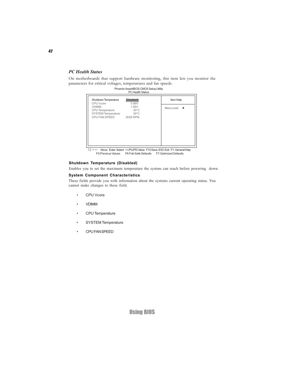 Using bios, Pc health status | Elitegroup C7VCM2 (V1.0) User Manual | Page 48 / 56
