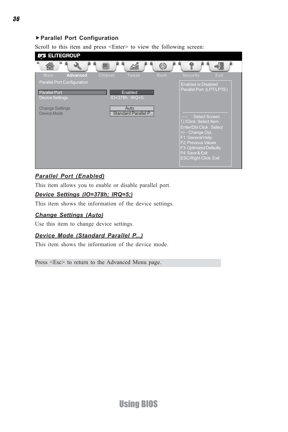 Using bios | Elitegroup CDC-I (V1.0) User Manual | Page 40 / 56
