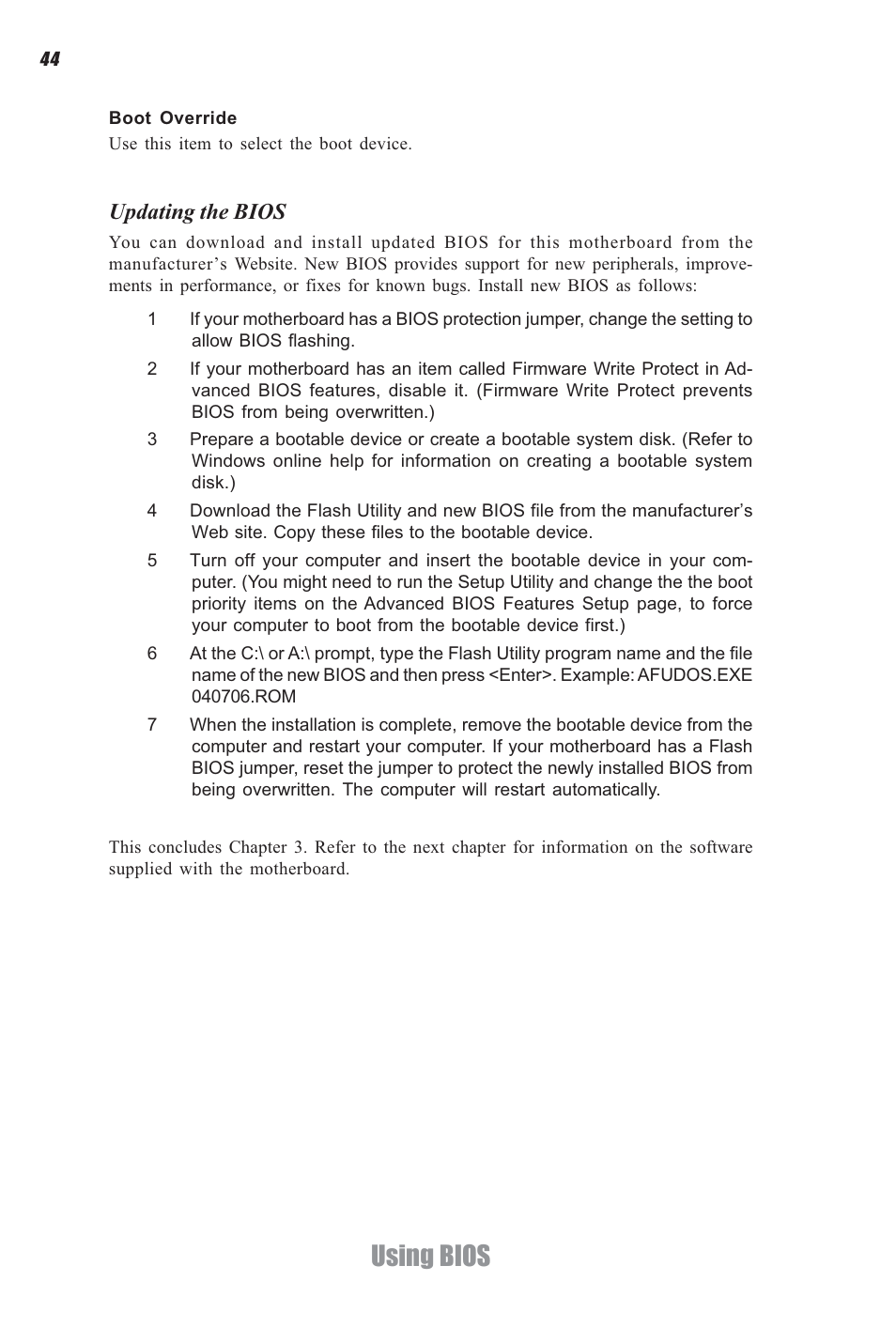 Using bios, Updating the bios | Elitegroup CDC-I (V1.0) User Manual | Page 48 / 56