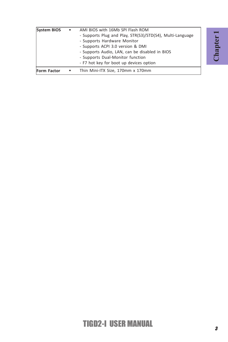 Tigd2-i user manual, Chapter 1 | Elitegroup TIGD2-I (V1.0) User Manual | Page 7 / 54