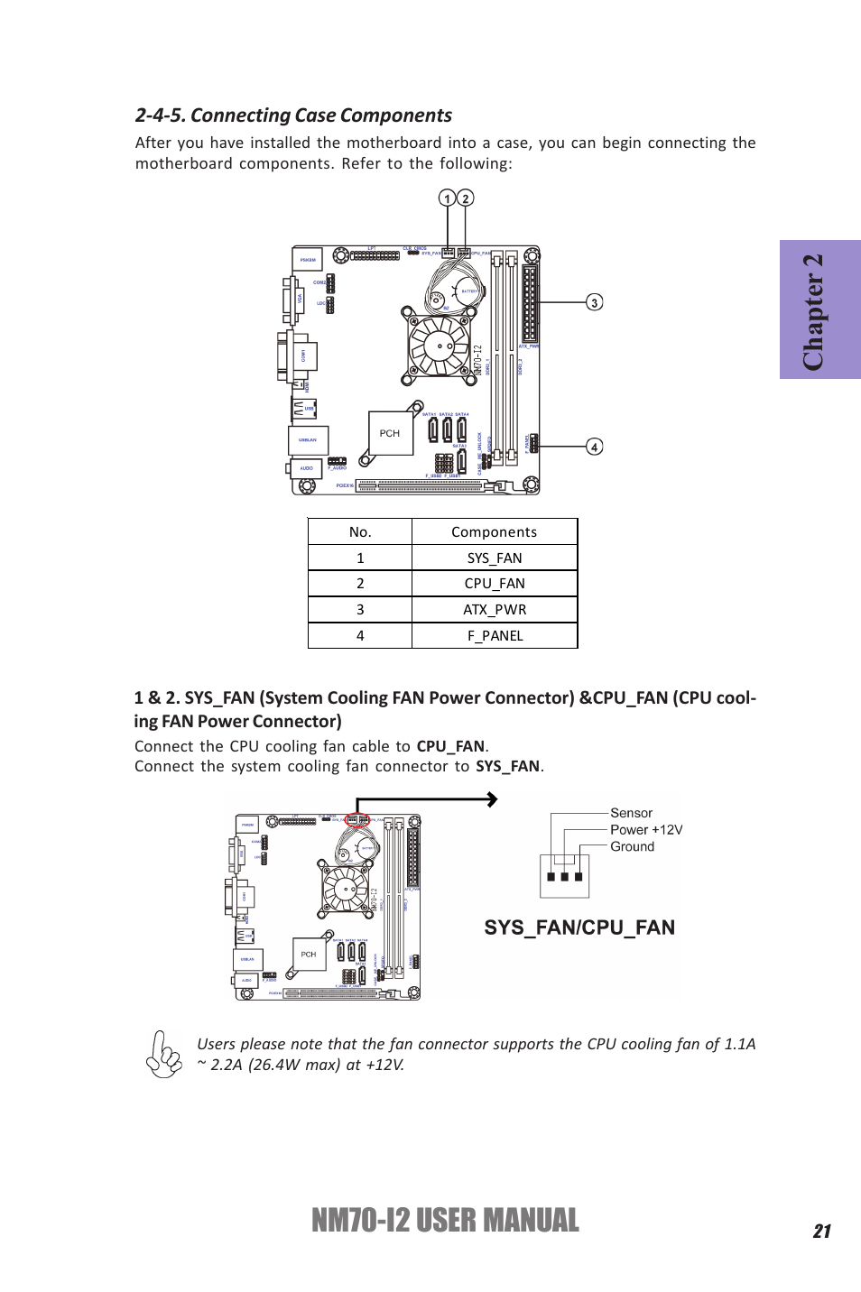 Nm70-i2 user manual, Chapter 2, 4-5. connecting case components | Elitegroup NM70-I2 (V1.0) User Manual | Page 25 / 66