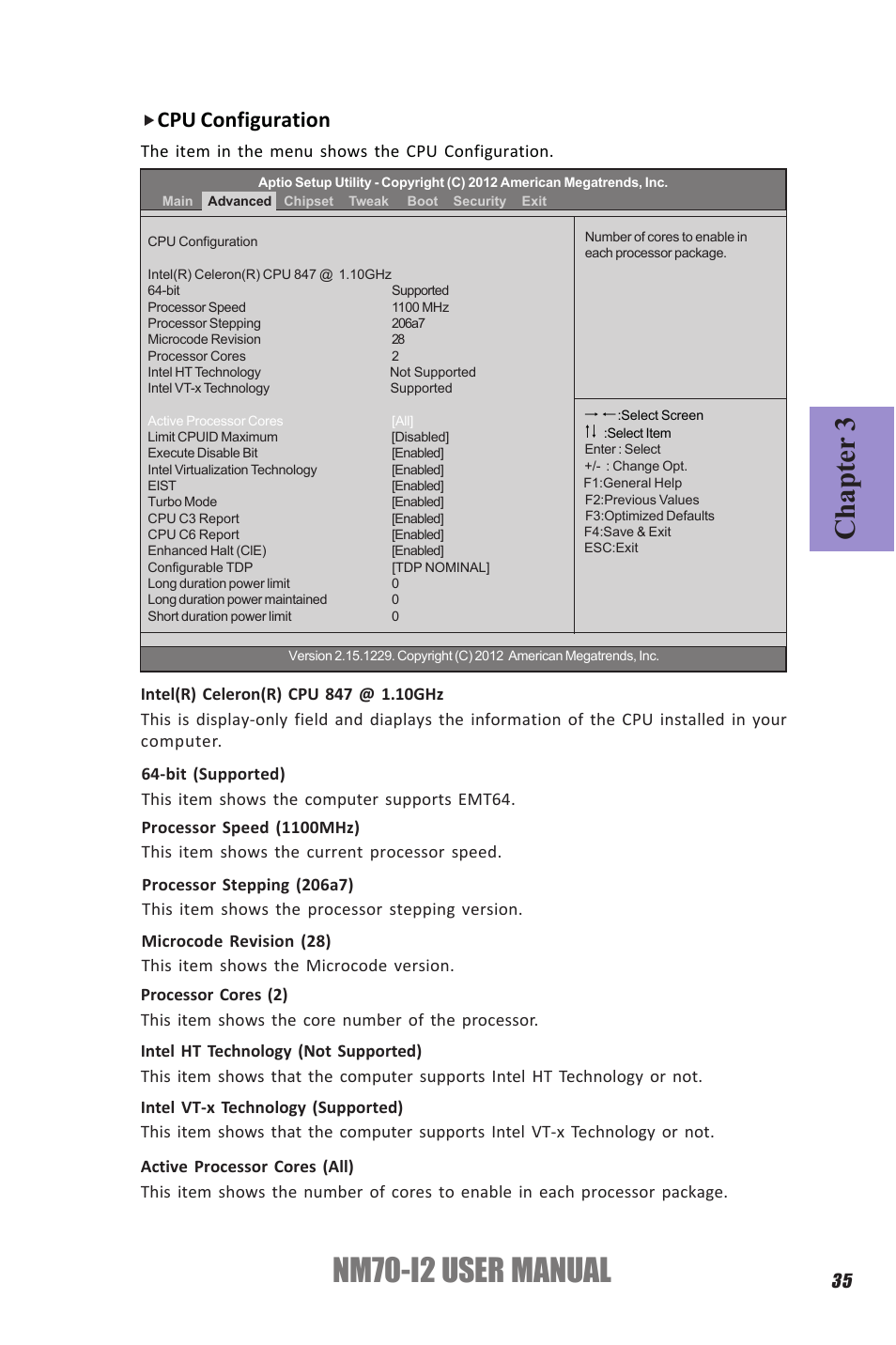 Nm70-i2 user manual, Chapter 3, Cpu configuration | Elitegroup NM70-I2 (V1.0) User Manual | Page 39 / 66