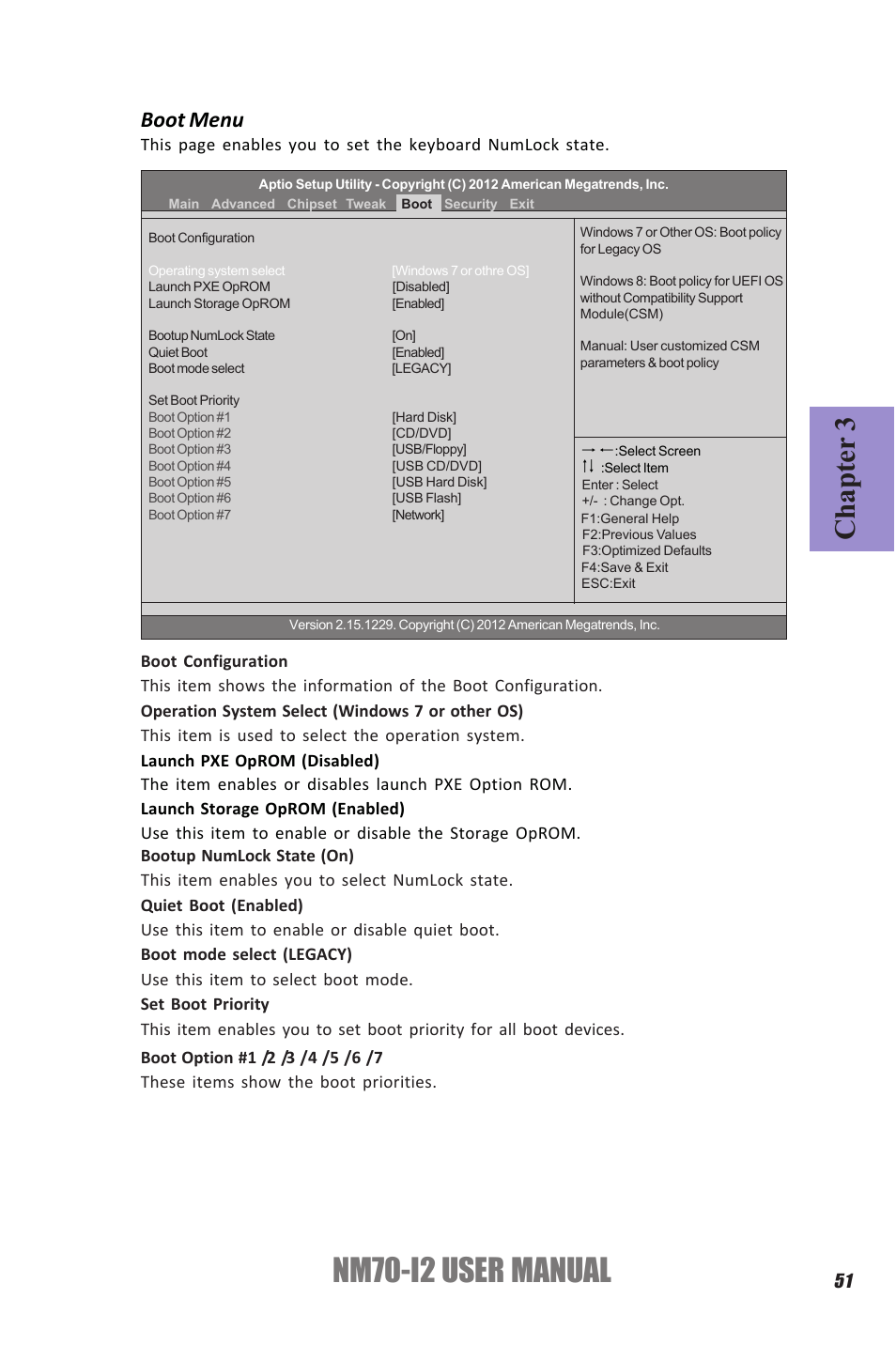 Nm70-i2 user manual, Chapter 3, Boot menu | Elitegroup NM70-I2 (V1.0) User Manual | Page 55 / 66