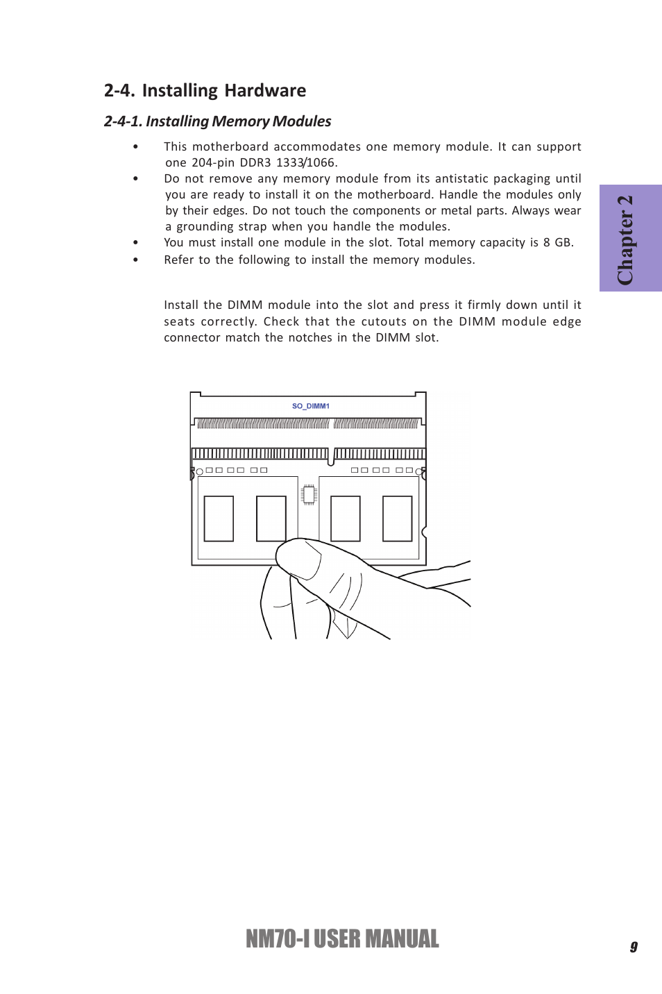 Nm70-i user manual, Chapter 2, 4. installing hardware | Elitegroup NM70-I (V1.0) User Manual | Page 13 / 64
