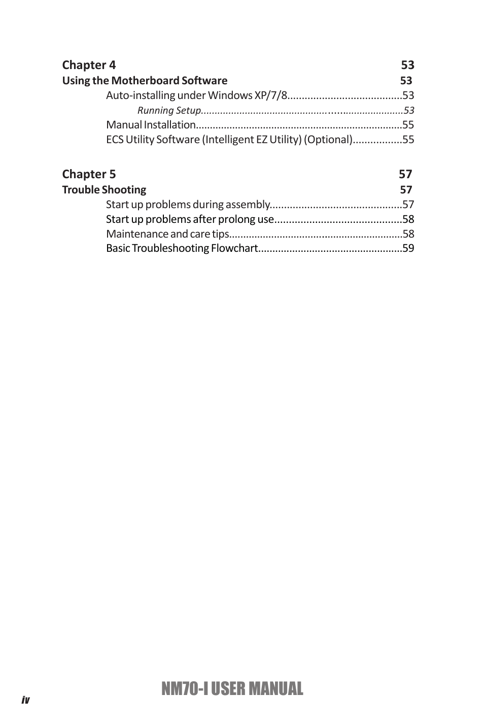 Nm70-i user manual | Elitegroup NM70-I (V1.0) User Manual | Page 4 / 64