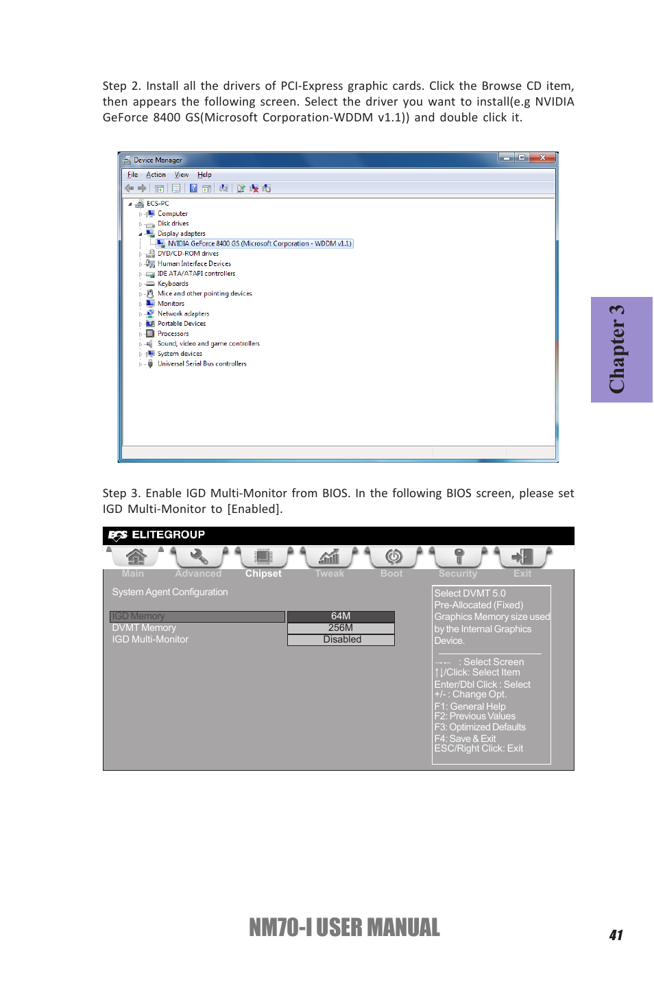 Nm70-i user manual, Chapter 3 | Elitegroup NM70-I (V1.0) User Manual | Page 45 / 64