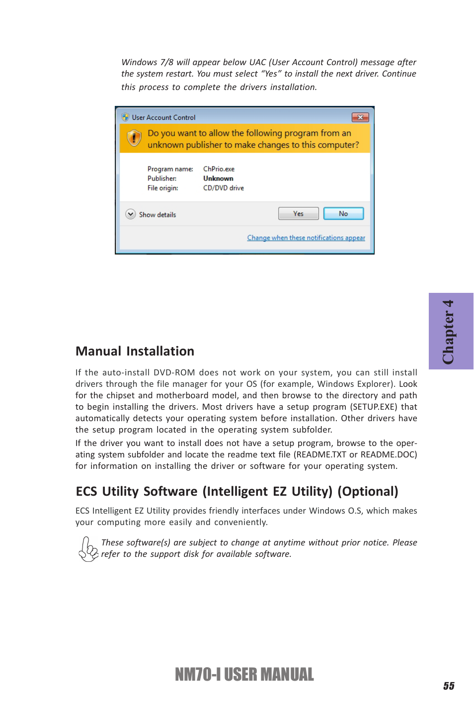 Nm70-i user manual, Chapter 4 | Elitegroup NM70-I (V1.0) User Manual | Page 59 / 64